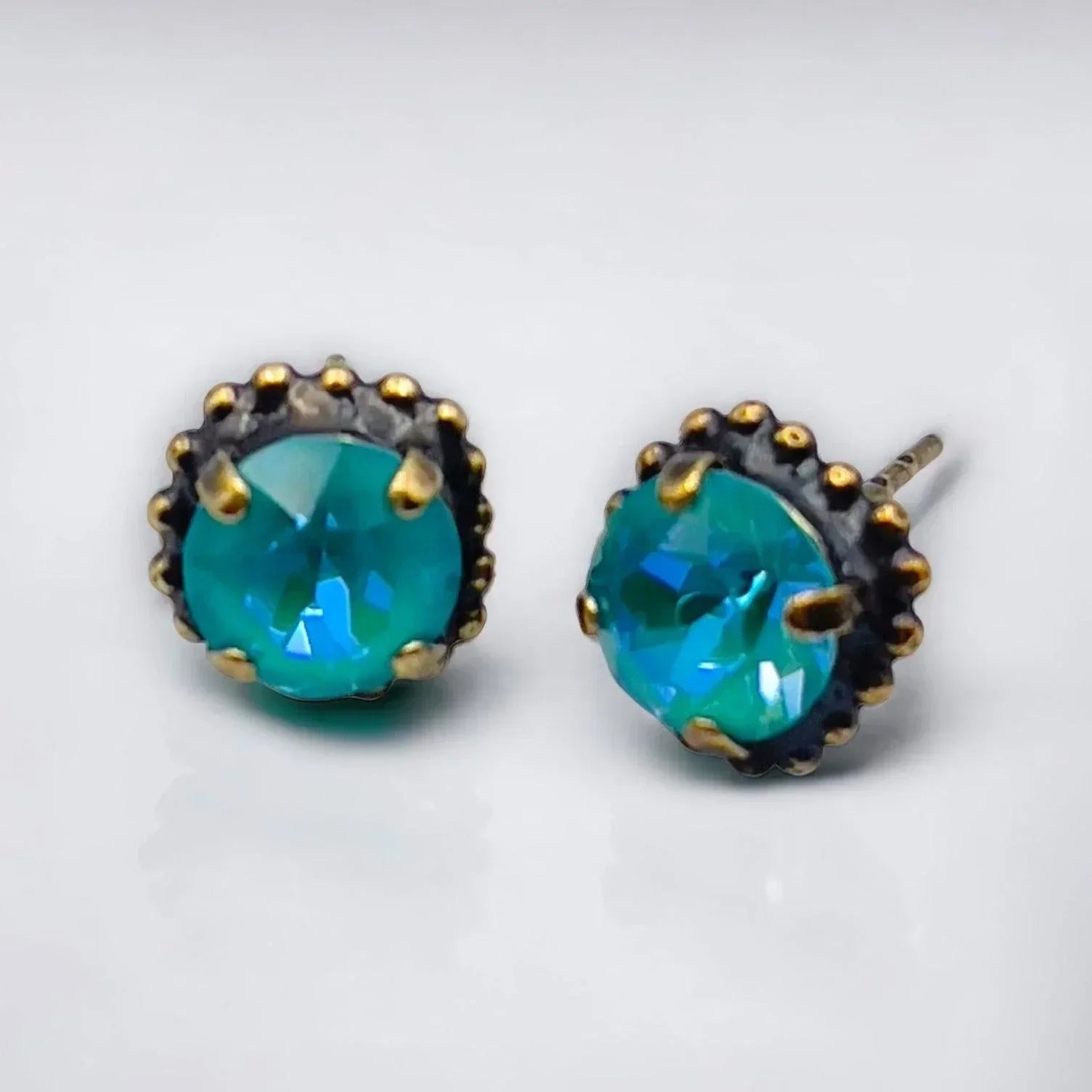 Aqua Glass Stone Earrings