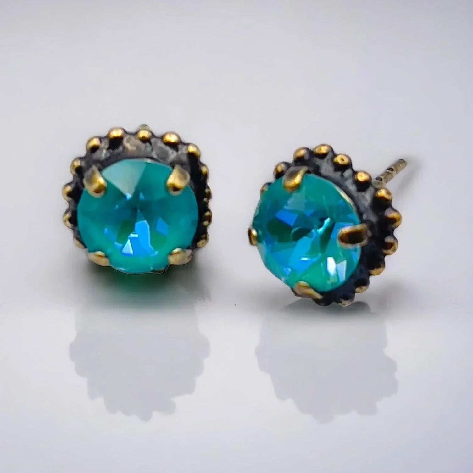 Aqua Glass Stone Earrings