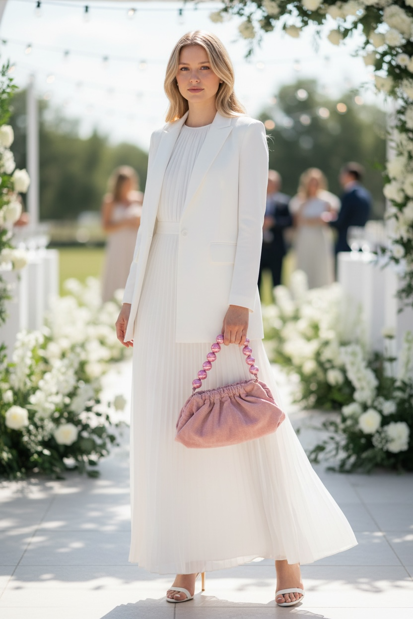 Natalia - Raso Plisse Mini Clutch Bag - Nude