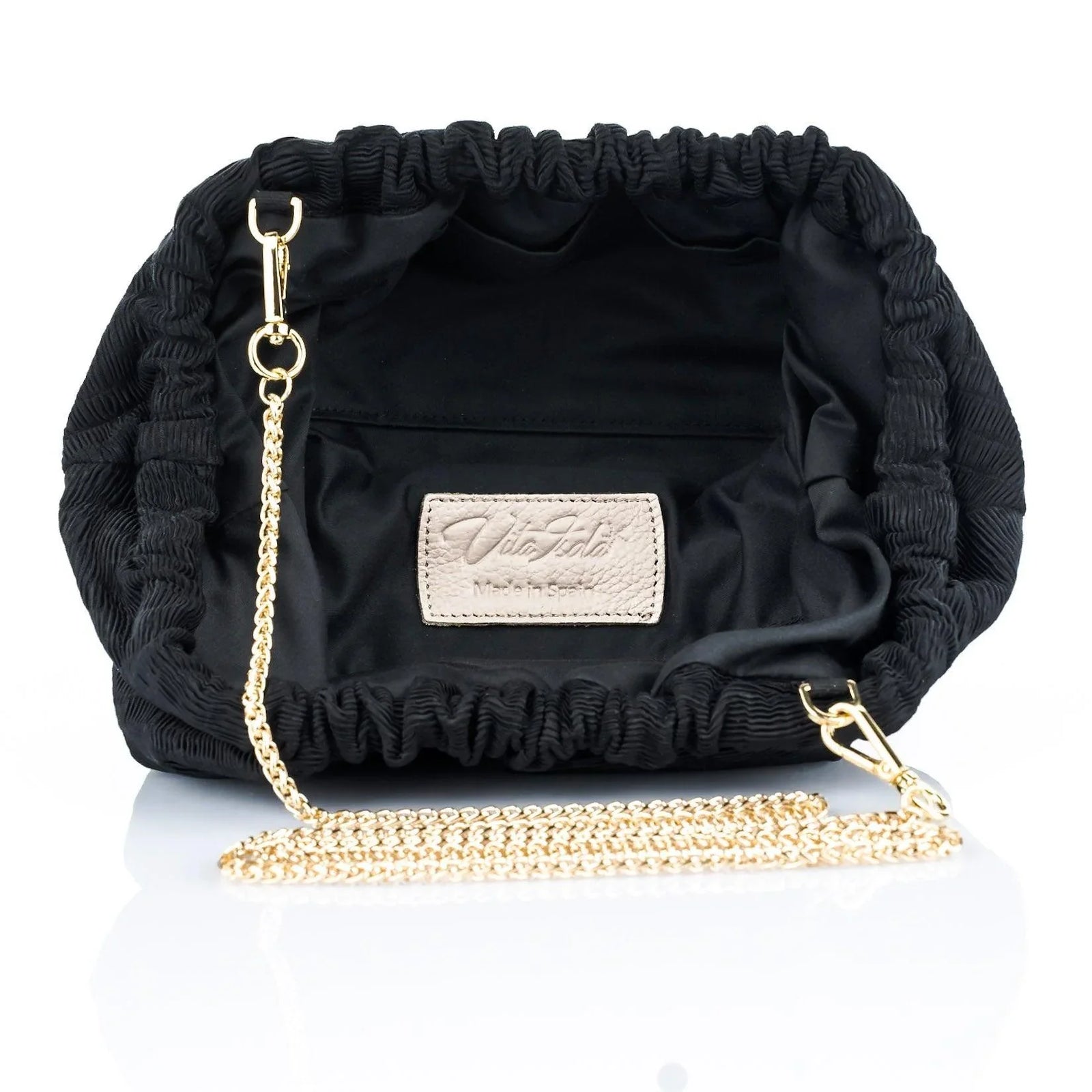 Natalia - Raso Plisse Mini Clutch Bag - Black