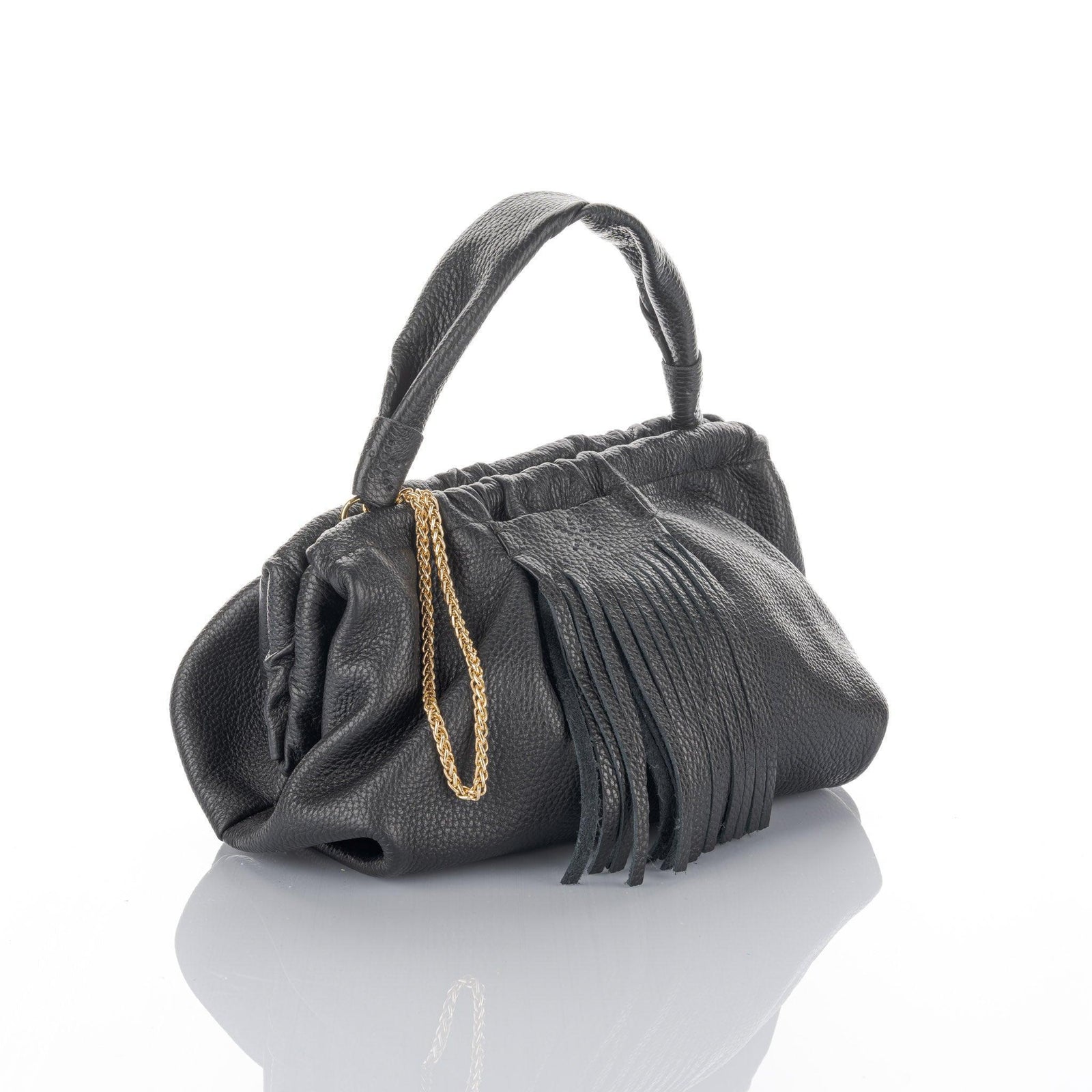 Black Grain Leather Clutch Natalia Bag