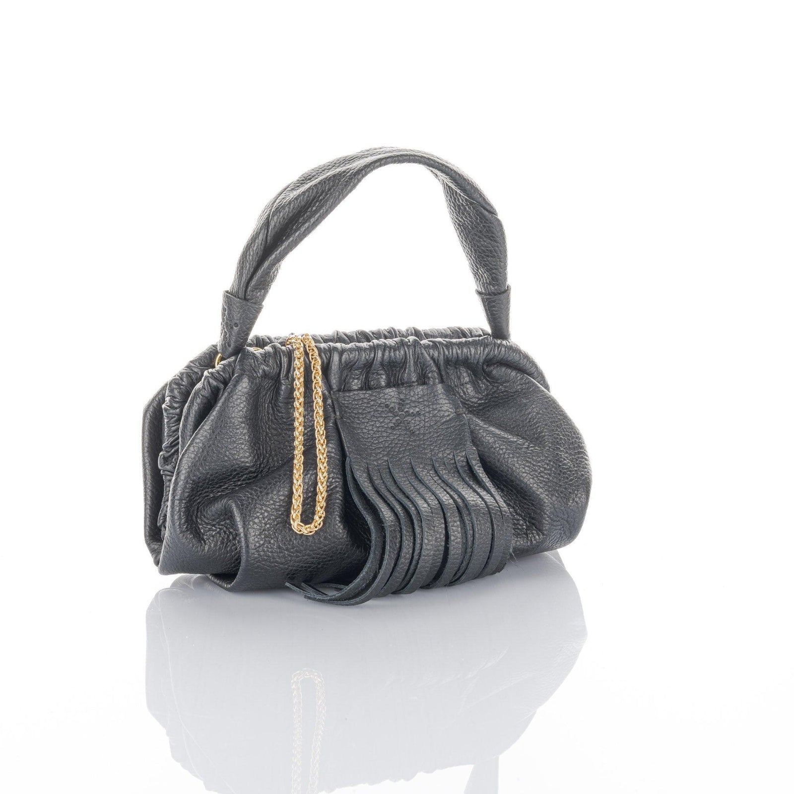 Black Grain Leather Mini Clutch Natalia Bag