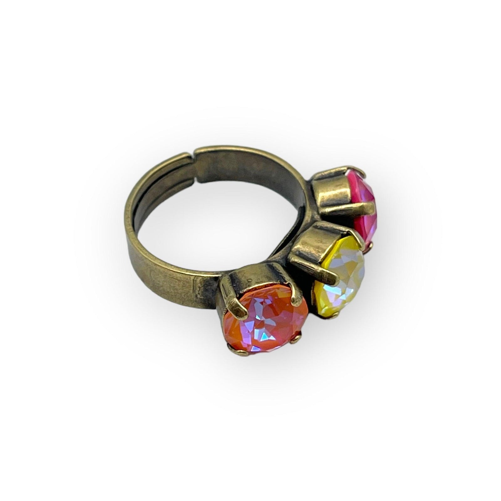 Cocktail Ring Pink & Yellow Crystals - Vita Isola