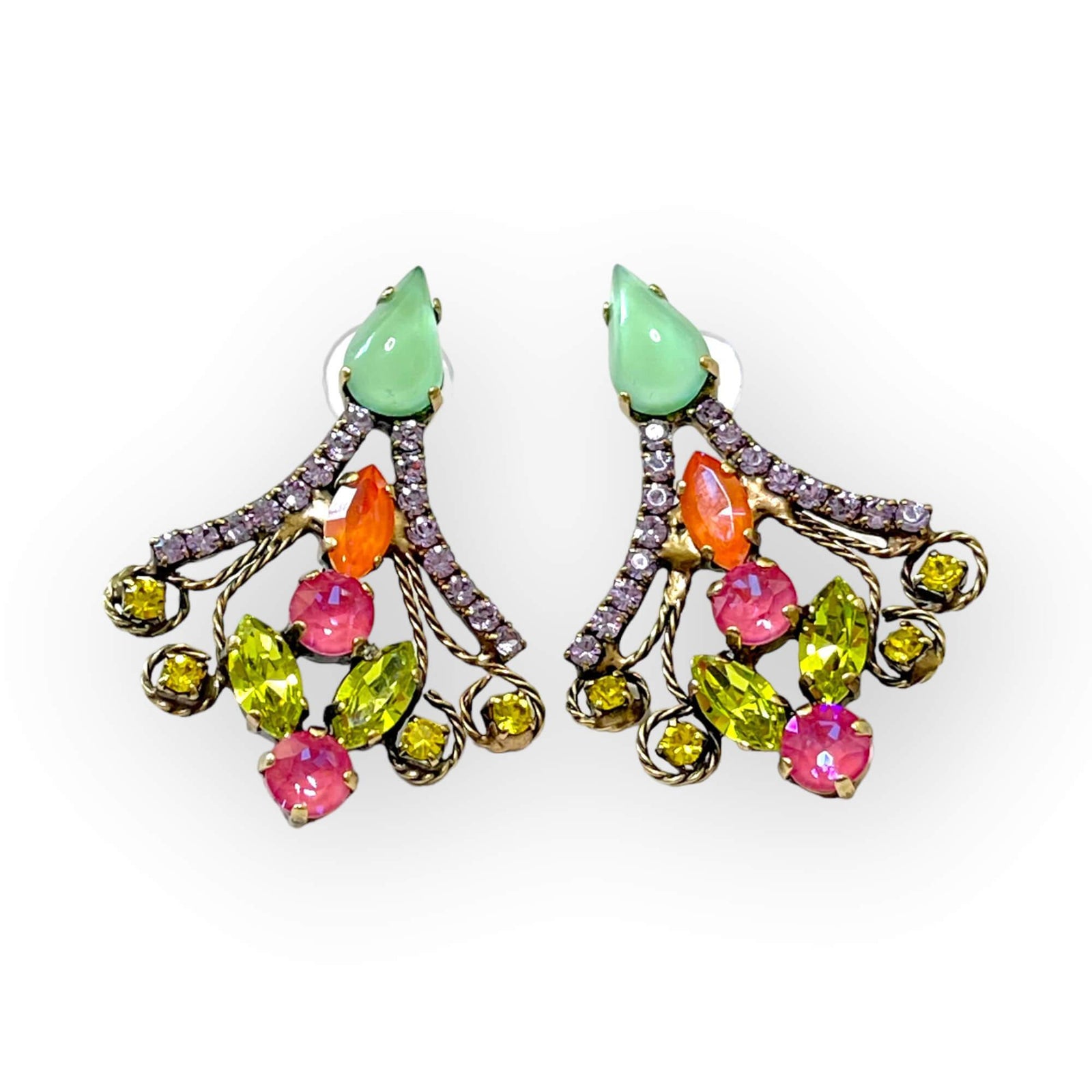 Elegant Drop Earrings in Multicolor Crystals - Vita Isola