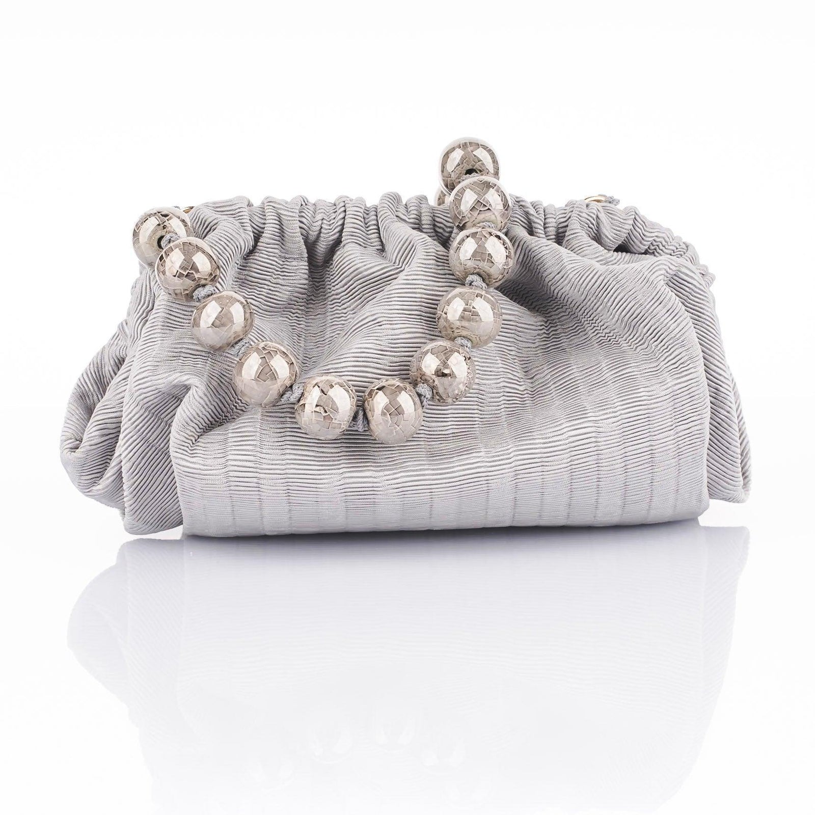 Natalia - Raso Plisse Mini Clutch Bag - Grey