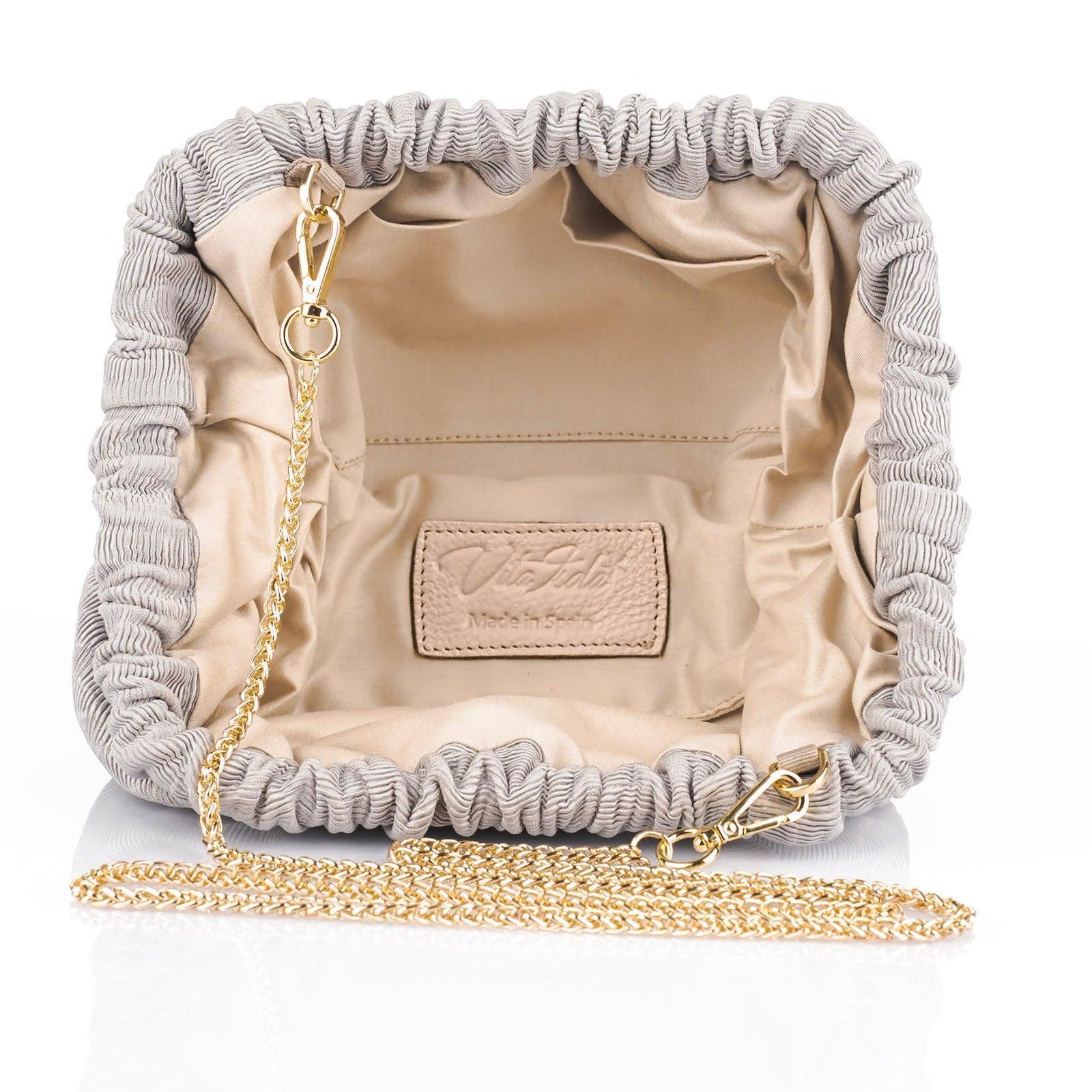 Natalia - Raso Plisse Mini Clutch Bag - Grey