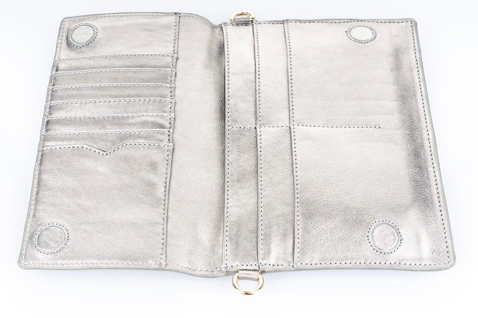 TriVersa Luxe - Passport Leather Trio: Passport Holder, Wallet, & Crossbody Clutch - Silver