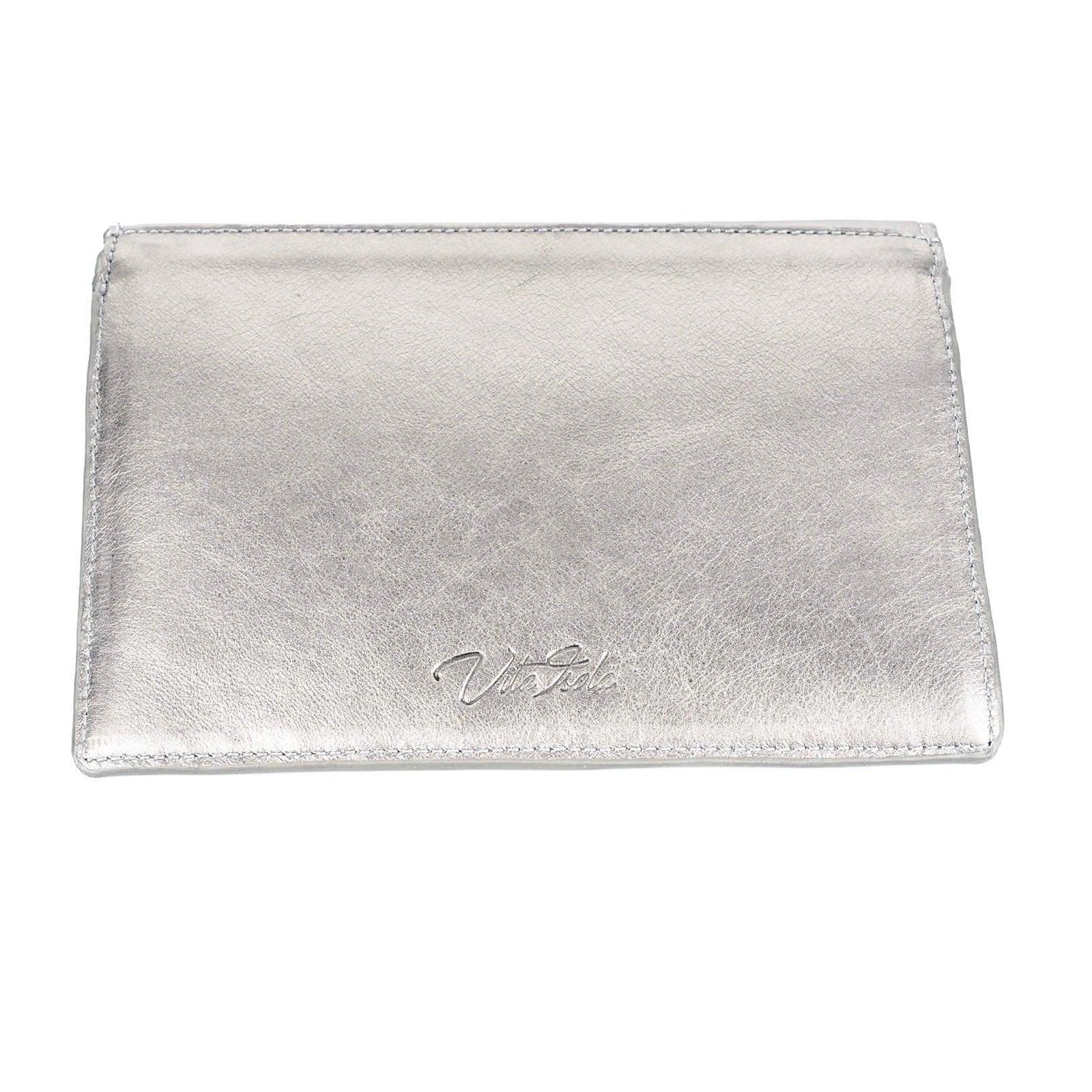 TriVersa Luxe - Passport Leather Trio: Passport Holder, Wallet, & Crossbody Clutch - Silver