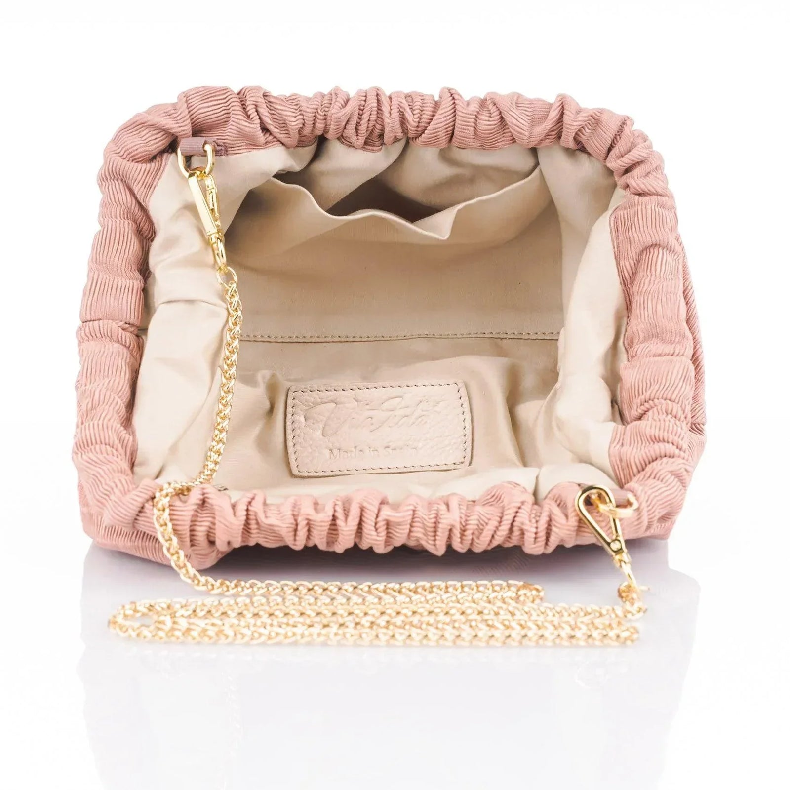 Natalia - Raso Plisse Mini Clutch Bag - Nude