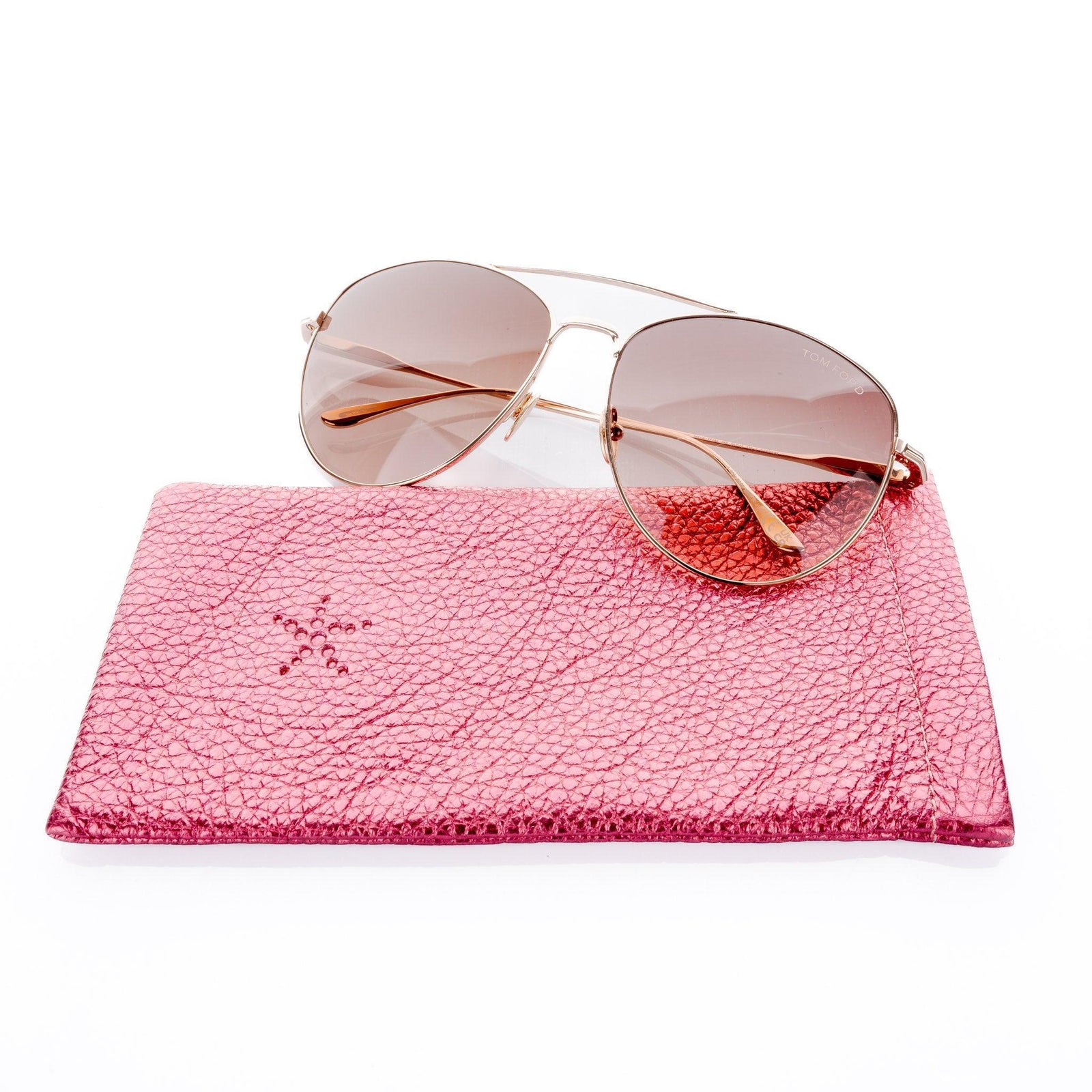 Hot Pink Metallic Leather Sunglasses Pouch