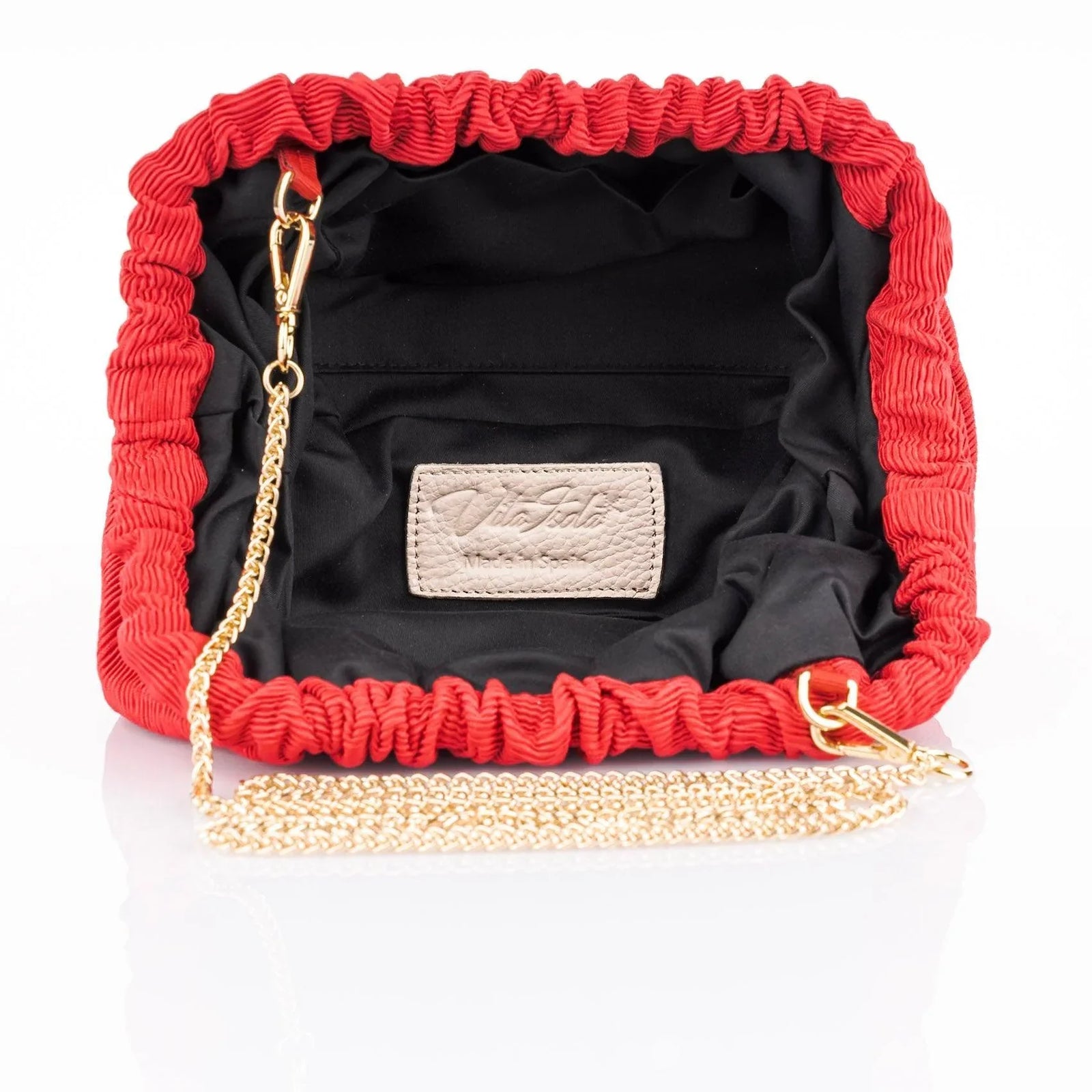 Natalia - Raso Plisse Mini Clutch Bag - Red
