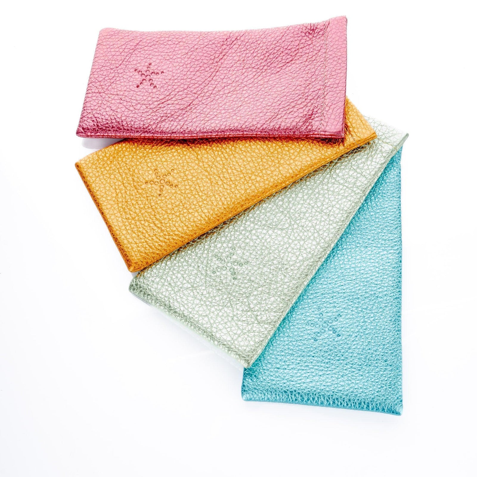 Hot Pink Metallic Leather Sunglasses Pouch