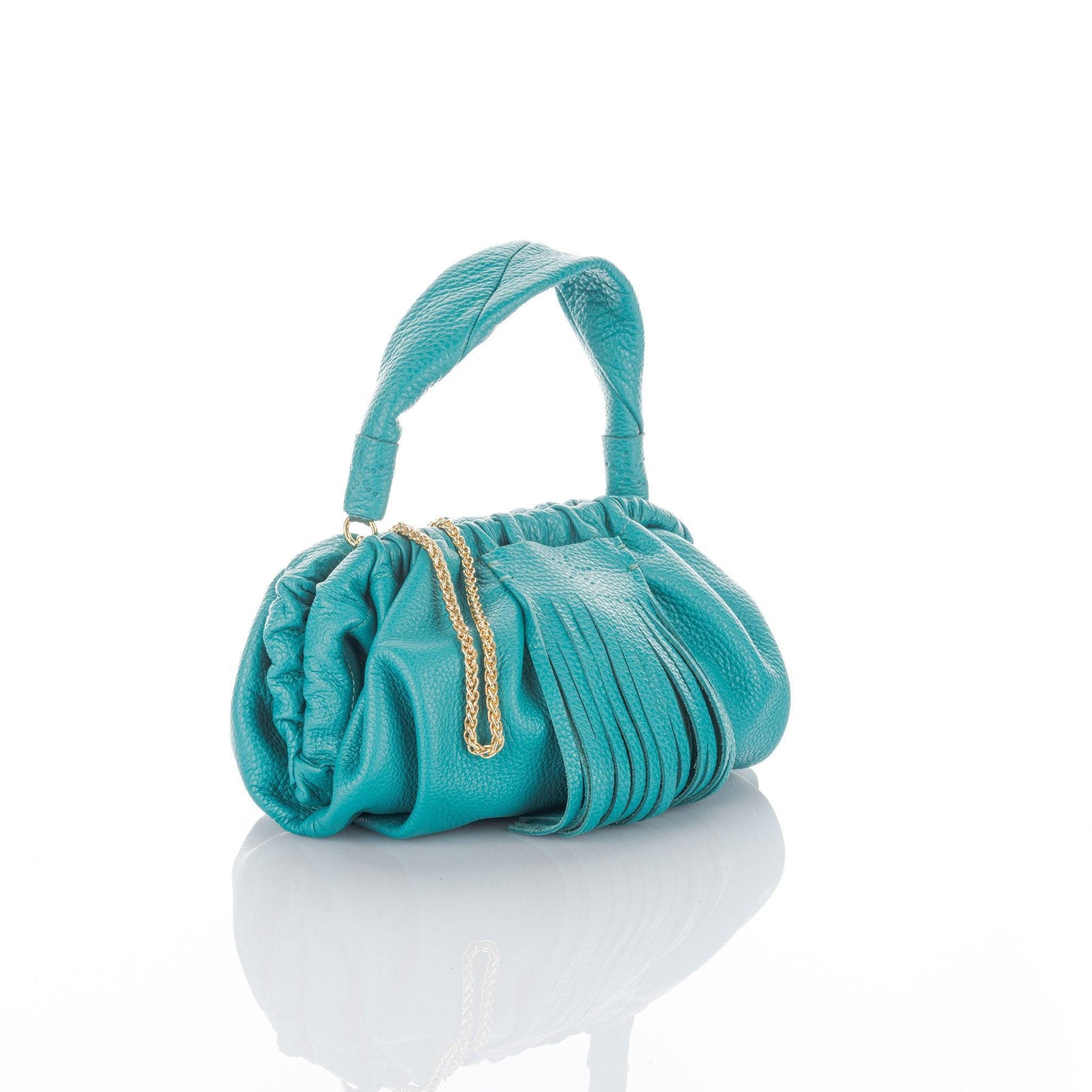 Turquoise Grain Leather Mini Clutch Natalia Bag