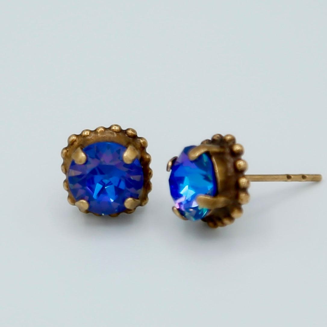 Blue glass 2025 stud earrings