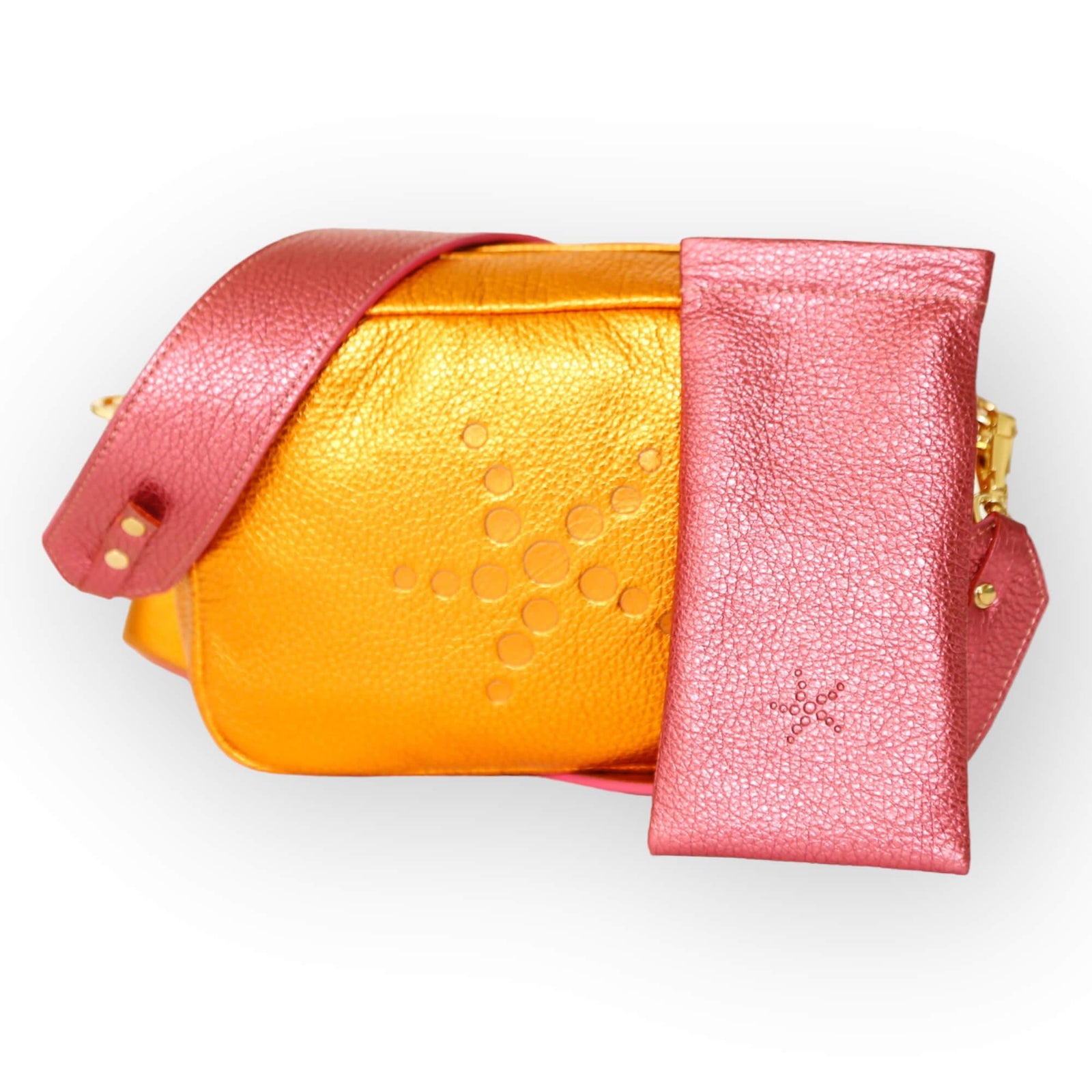 Hot Pink Metallic Leather Sunglasses Pouch - Vita Isola