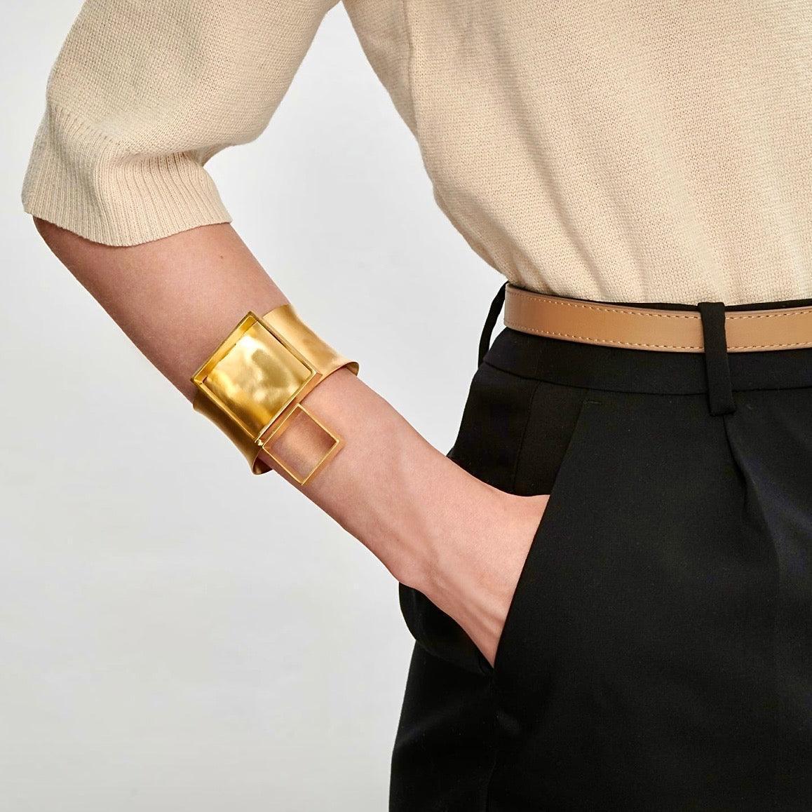 K.V. Cubism Gold Cuff Bracelet - Vita Isola