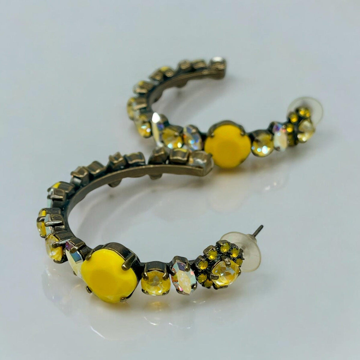 Yellow Crystal Hoop Earrings