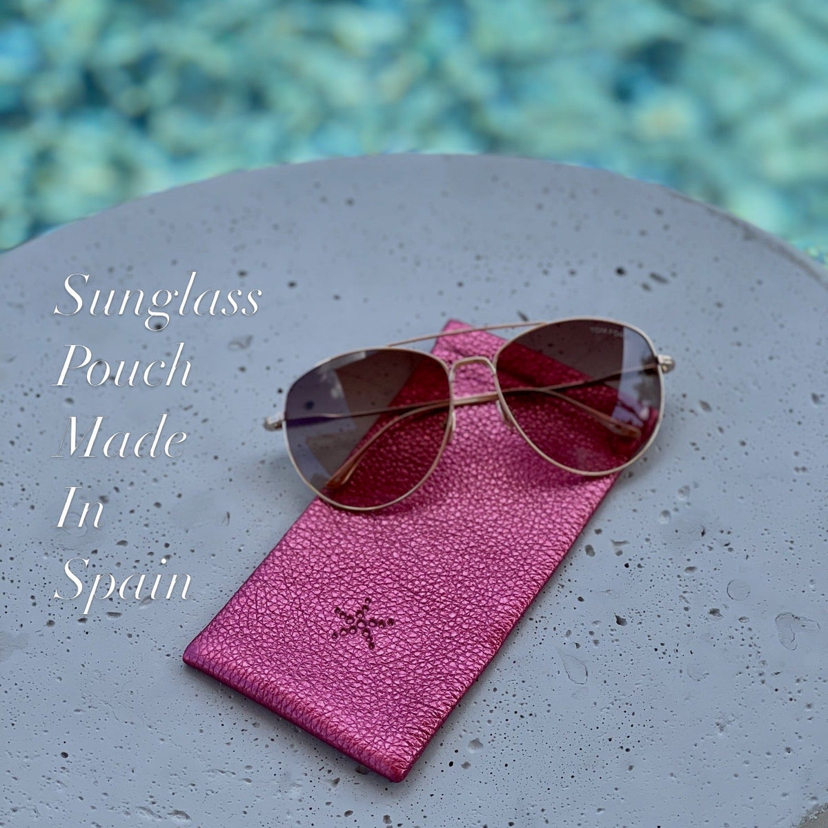 Hot Pink Metallic Leather Sunglasses Pouch