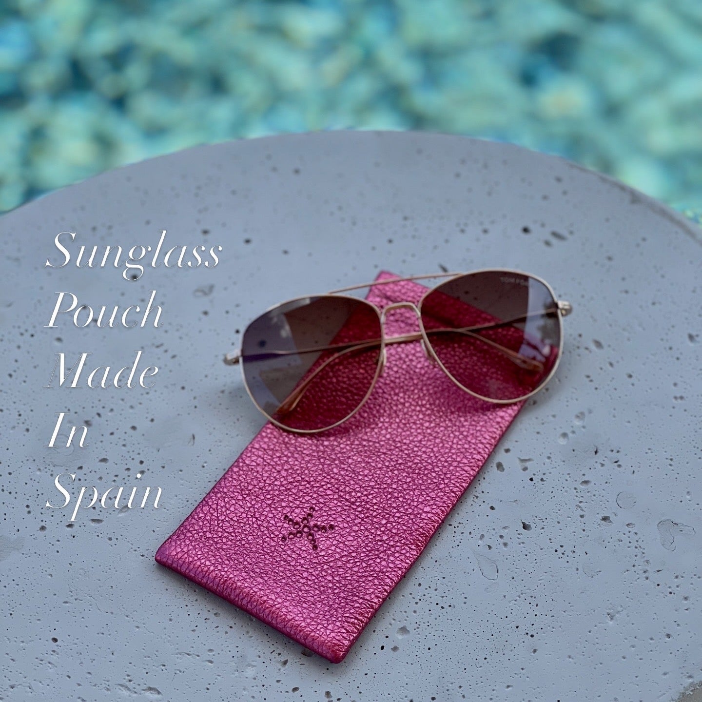 Hot Pink Metallic Leather Sunglasses Pouch