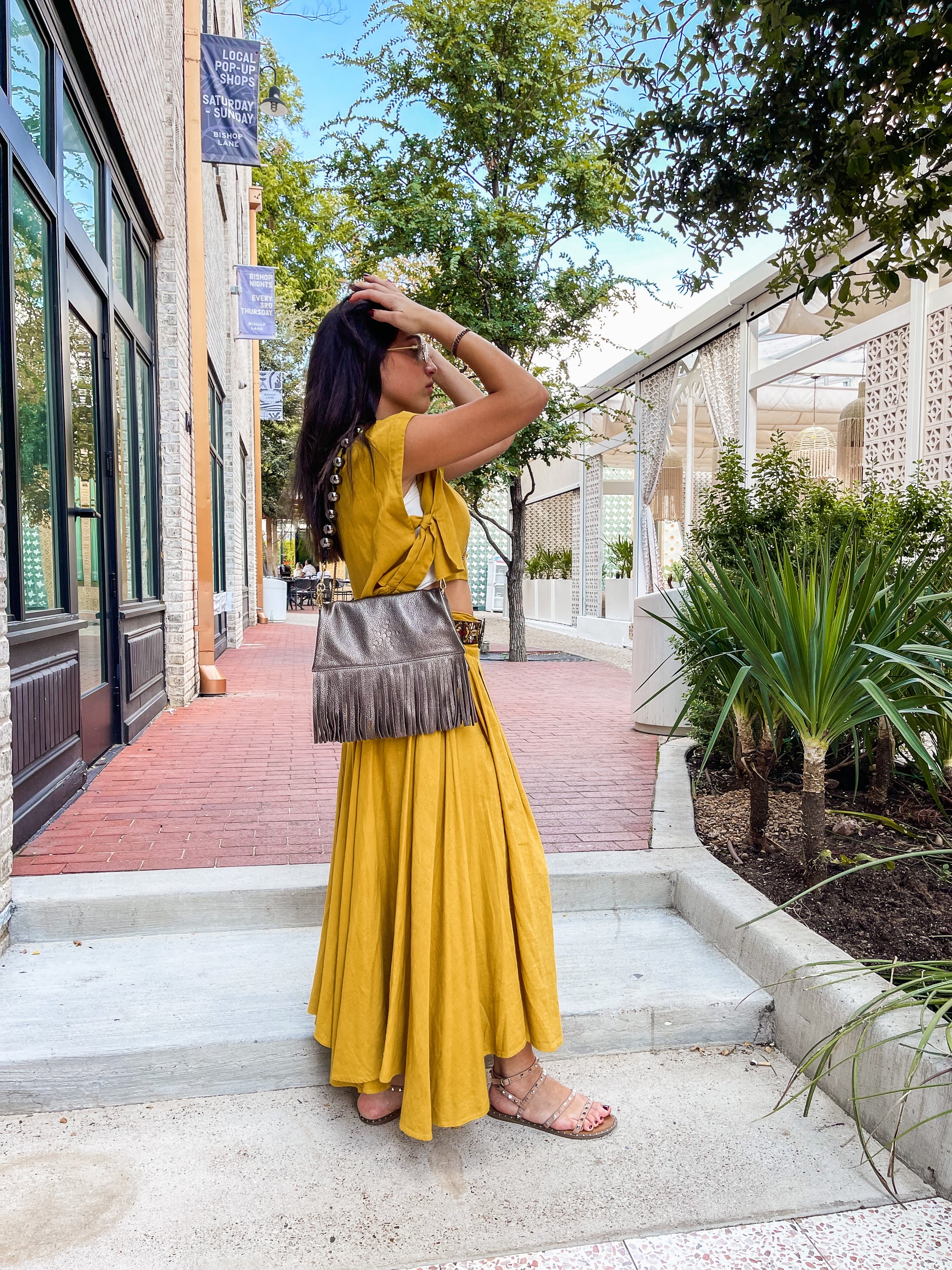 Nicole - Fringe Grain Leather Clutch Bag - Bronze