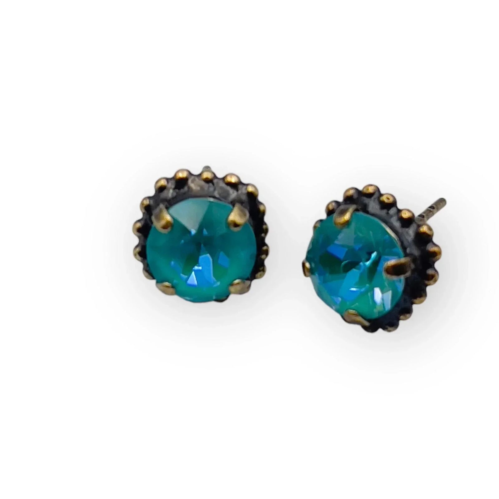 Aqua Glass Stone Earrings