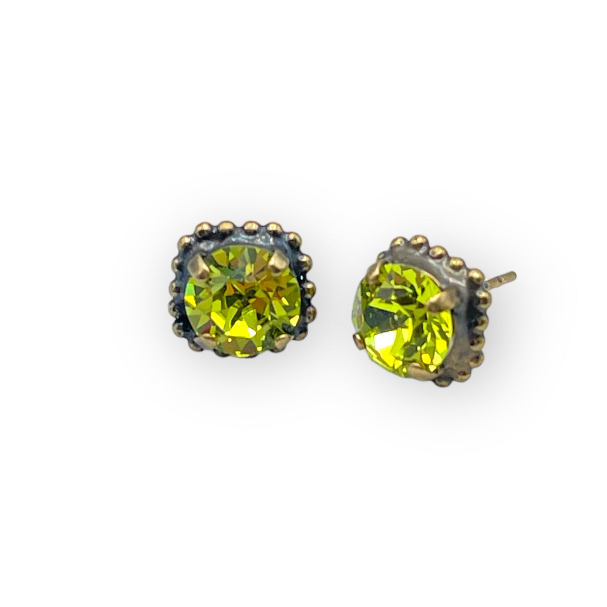 Lime Green Glass Stone Earrings