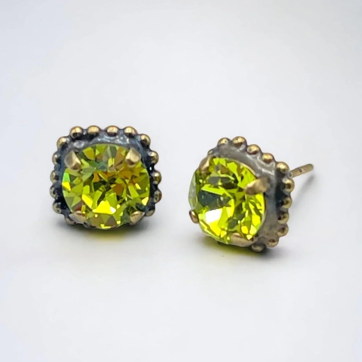 Lime Green Glass Stone Earrings