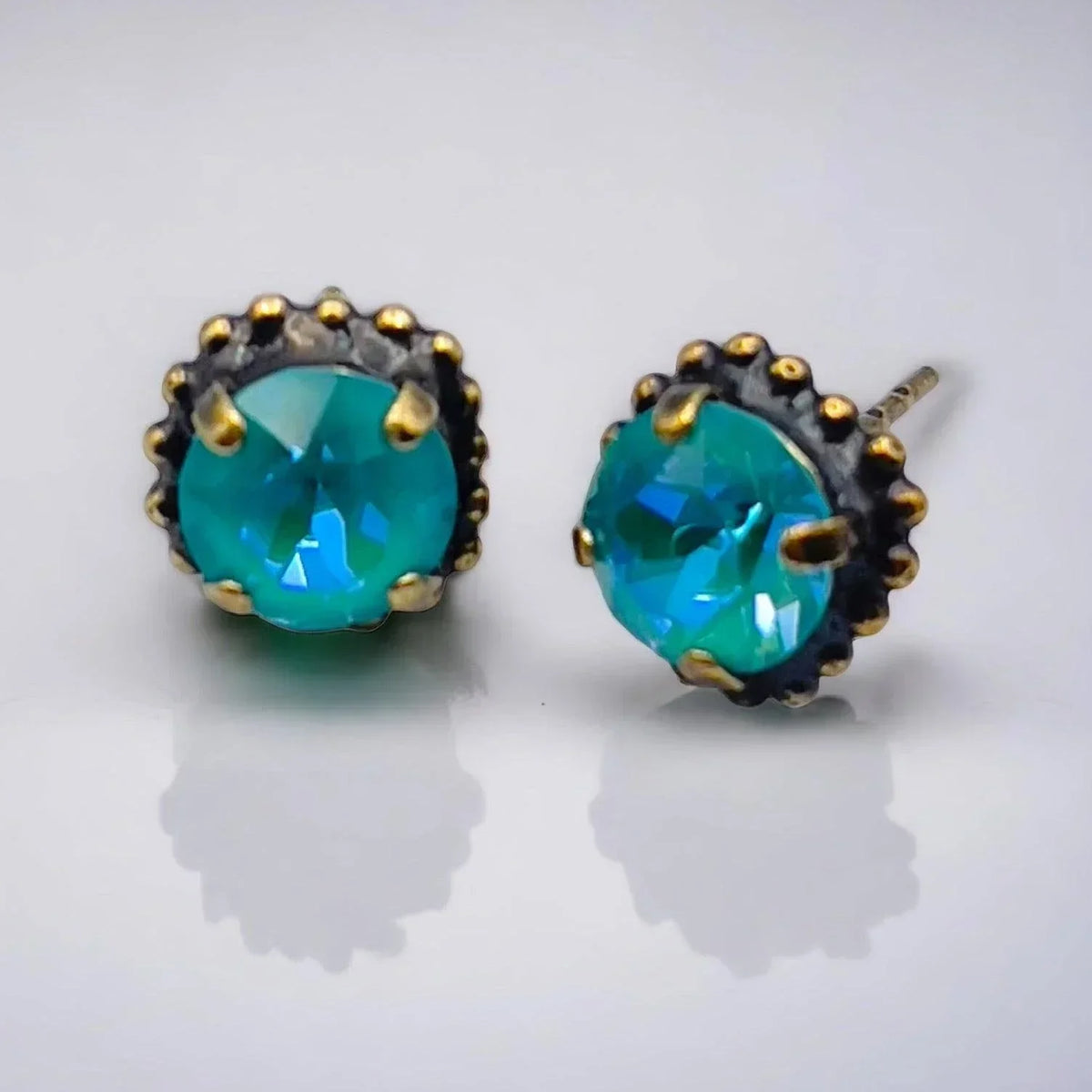 Aqua Glass Stone Earrings