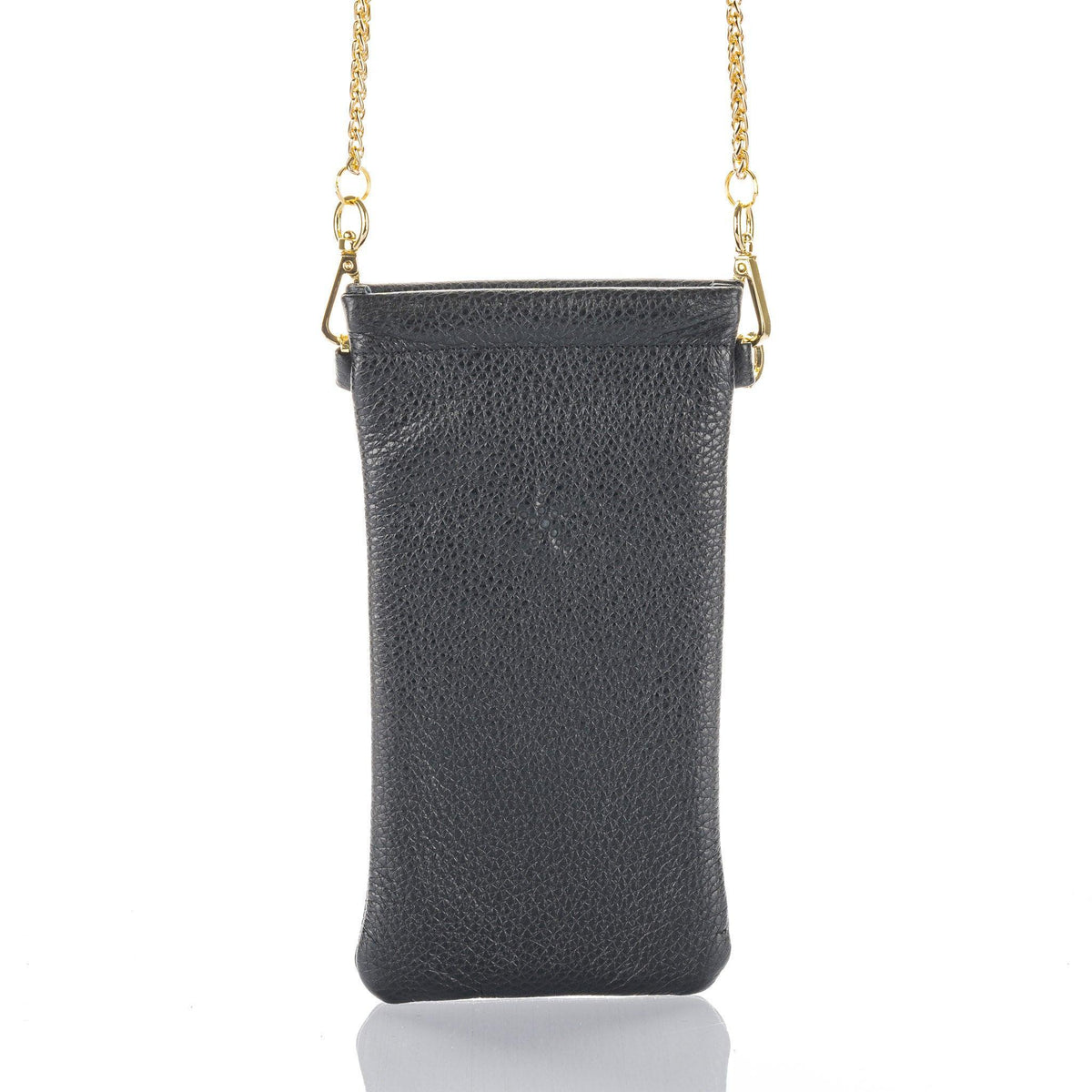 Black Crossbody Leather Phone Pouch - Vita Isola