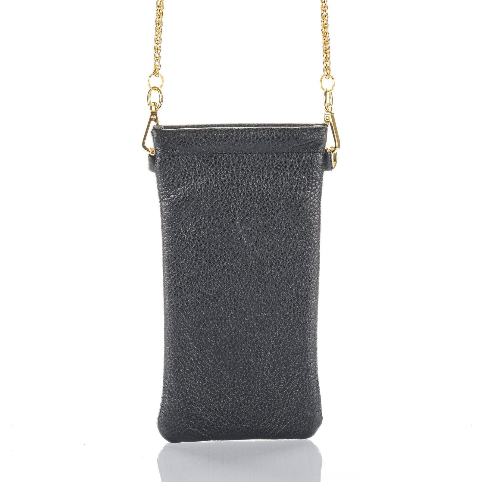 Black Crossbody Leather Phone Pouch - Vita Isola