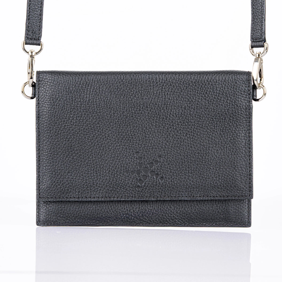 TriVersa Luxe - Passport Leather Trio: Passport Holder, Wallet, &amp; Crossbody Clutch - Black