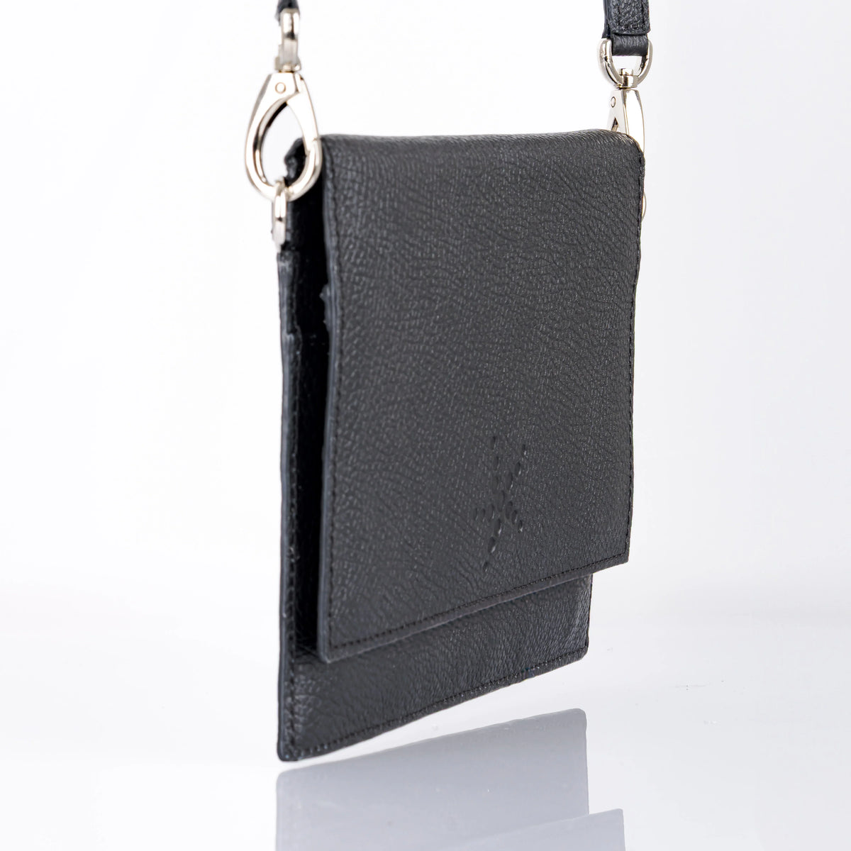 TriVersa Luxe - Passport Leather Trio: Passport Holder, Wallet, &amp; Crossbody Clutch - Black