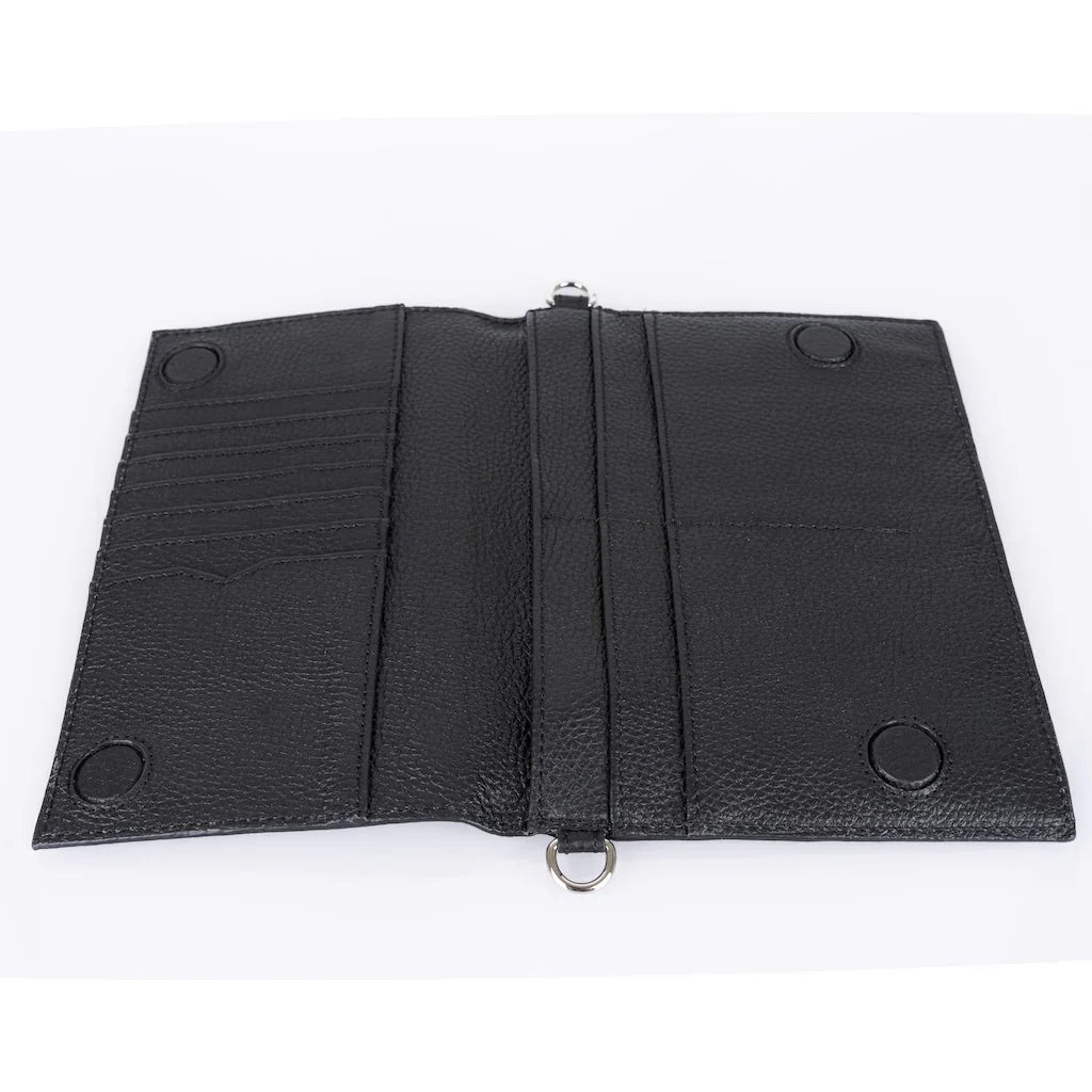 TriVersa Luxe - Passport Leather Trio: Passport Holder, Wallet, &amp; Crossbody Clutch - Black