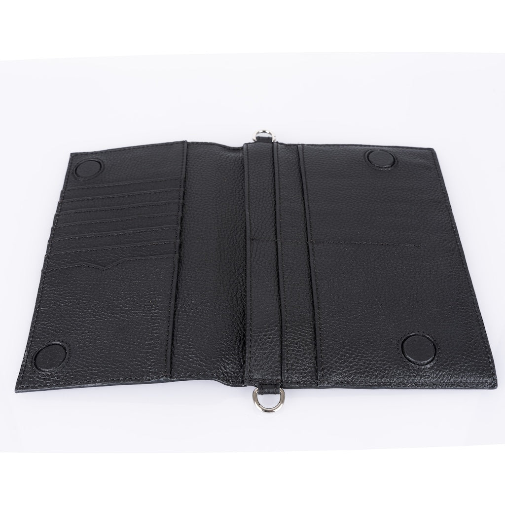 TriVersa Luxe - Passport Leather Trio: Passport Holder, Wallet, & Crossbody Clutch - Black