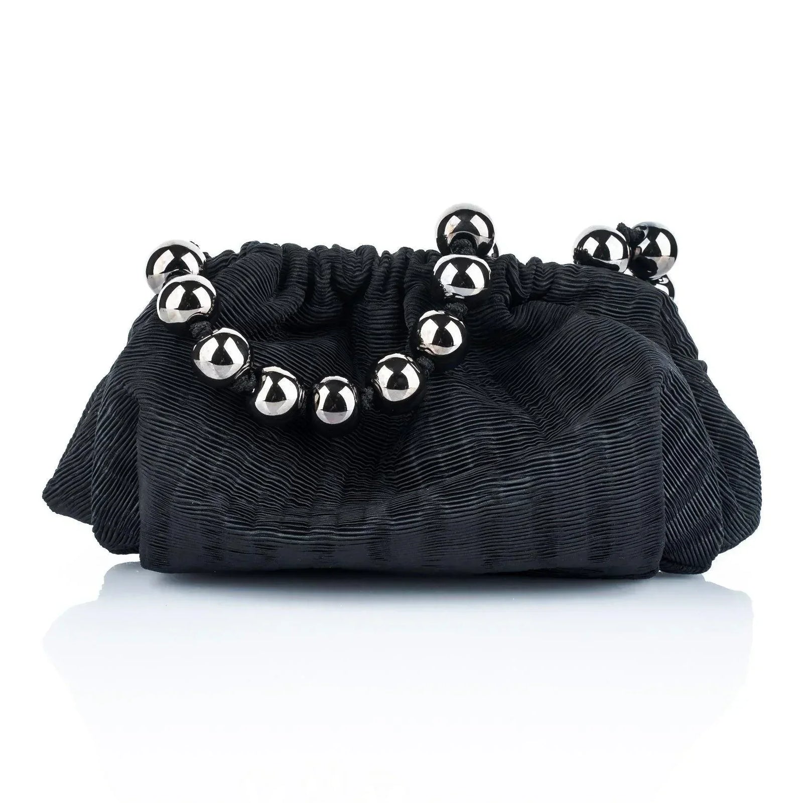 Natalia - Raso Plisse Mini Clutch Bag - Black