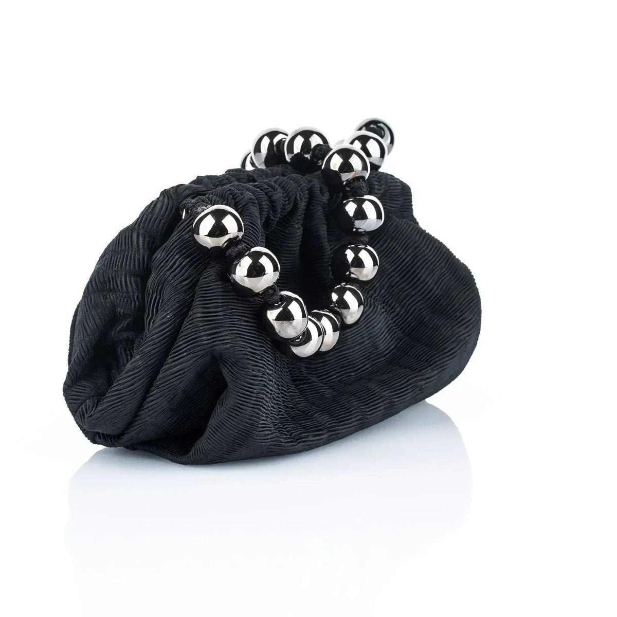 Natalia - Raso Plisse Mini Clutch Bag - Black