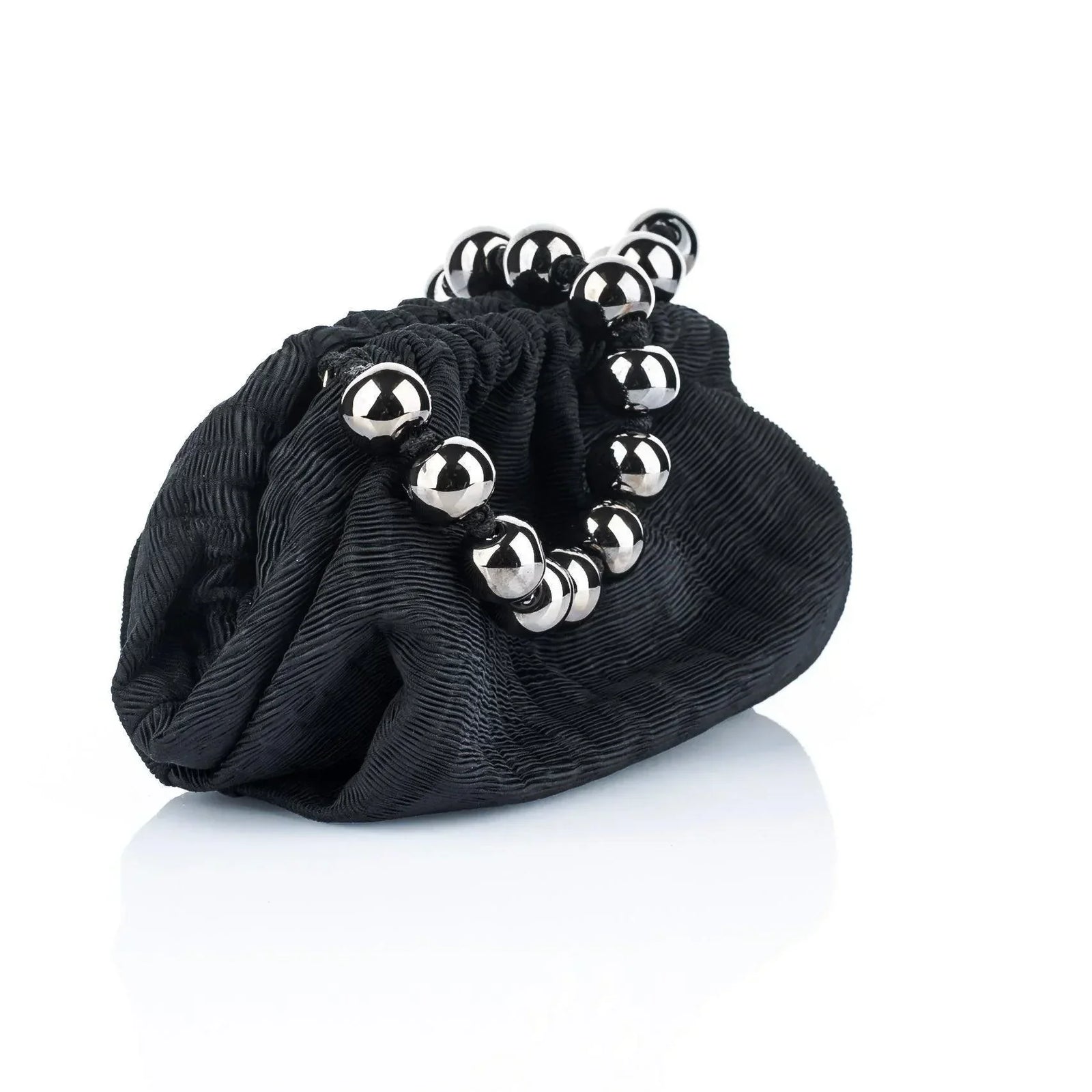 Natalia - Raso Plisse Mini Clutch Bag - Black