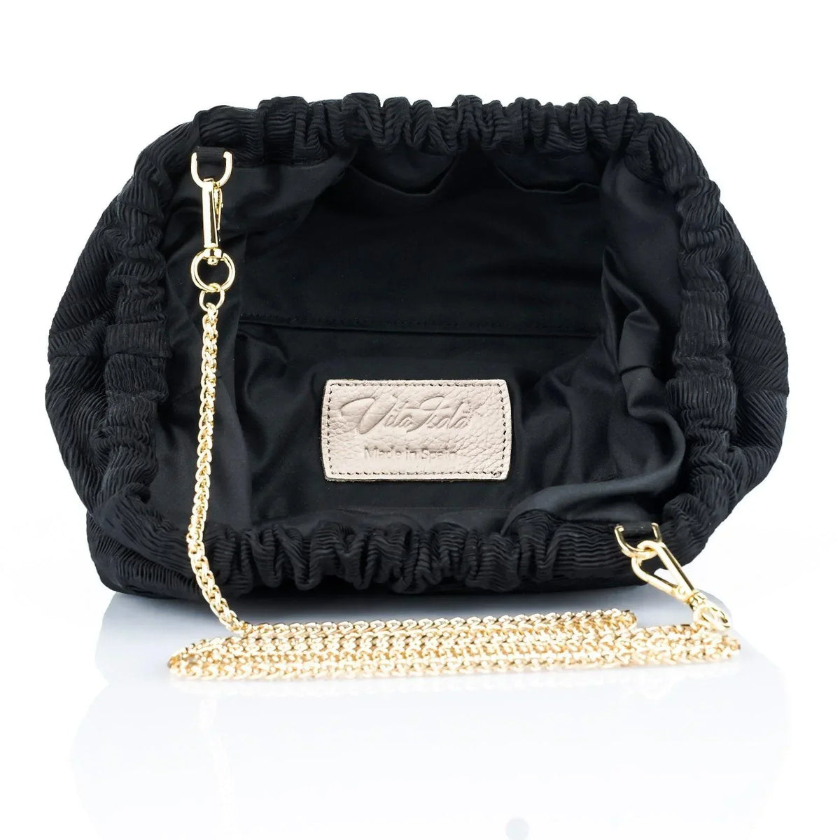 Natalia - Raso Plisse Mini Clutch Bag - Black