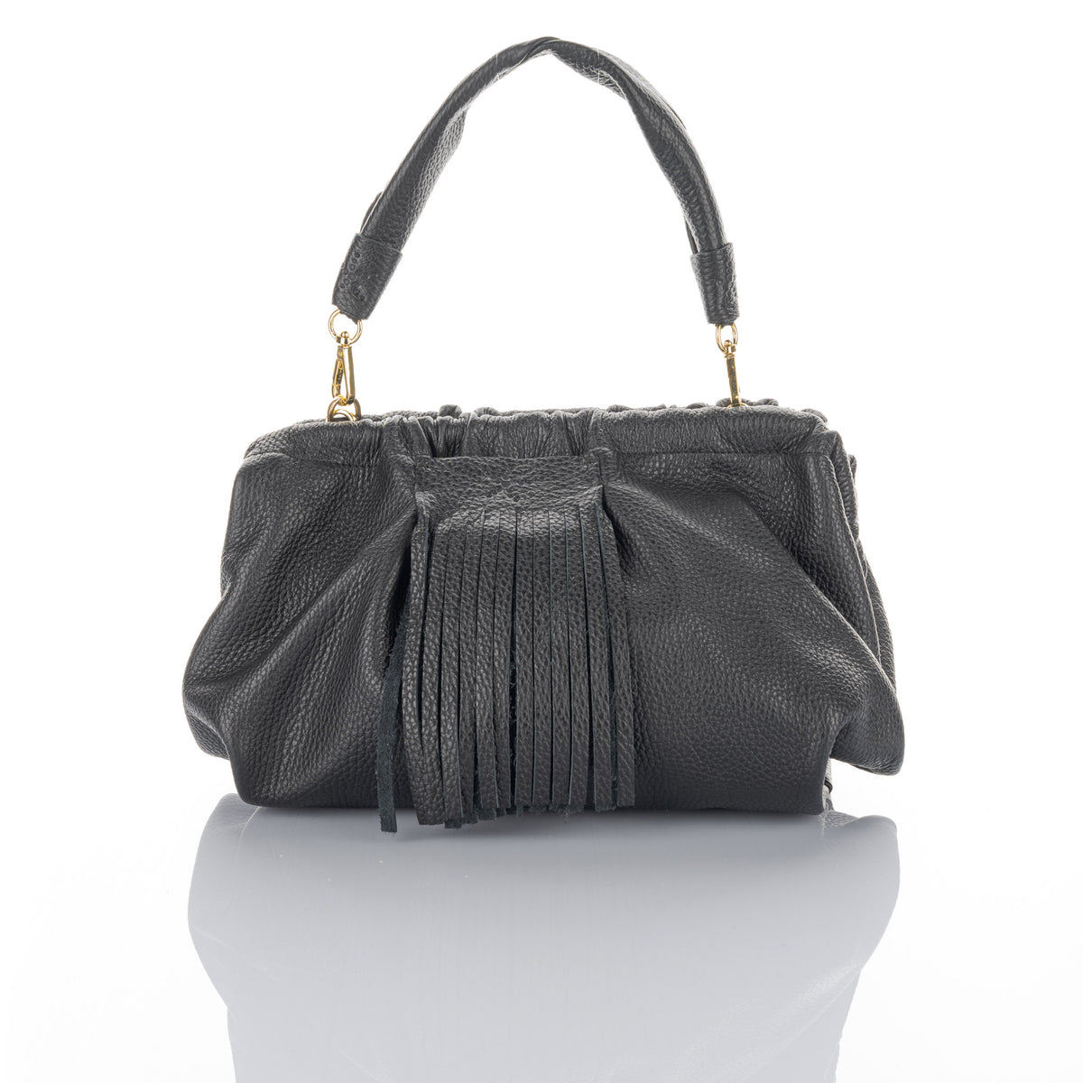 Black Grain Leather Clutch Natalia Bag