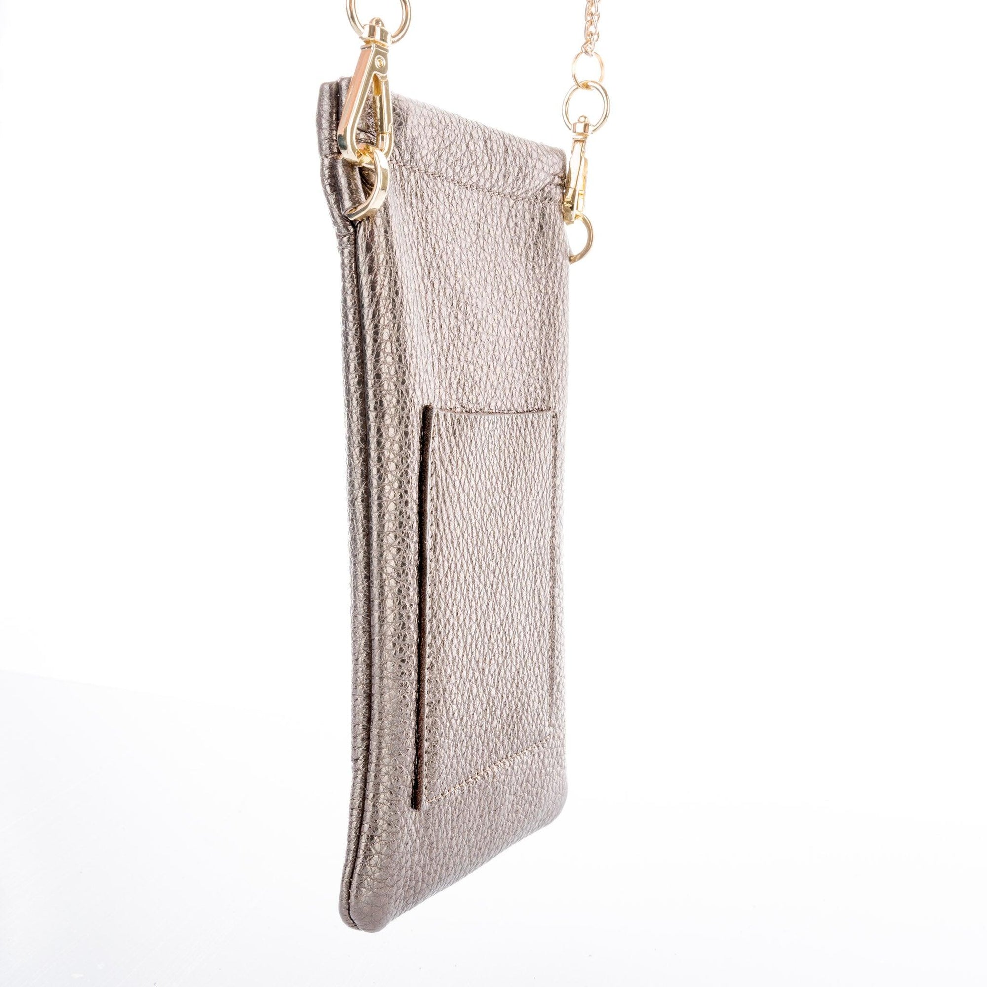 Bronze Crossbody Leather Phone Pouch - Vita Isola