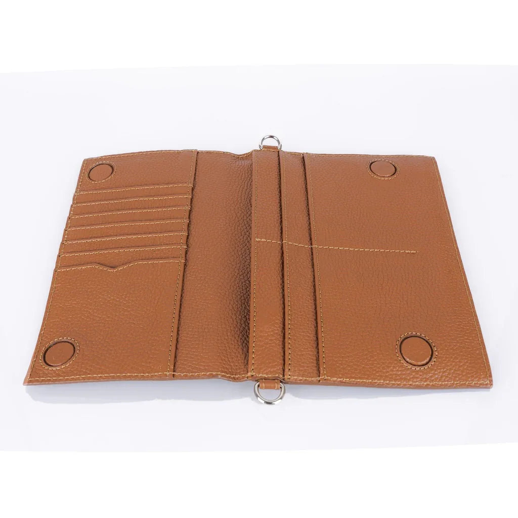 TriVersa Luxe - Passport Leather Trio: Passport Holder, Wallet, & Crossbody Clutch - Brown