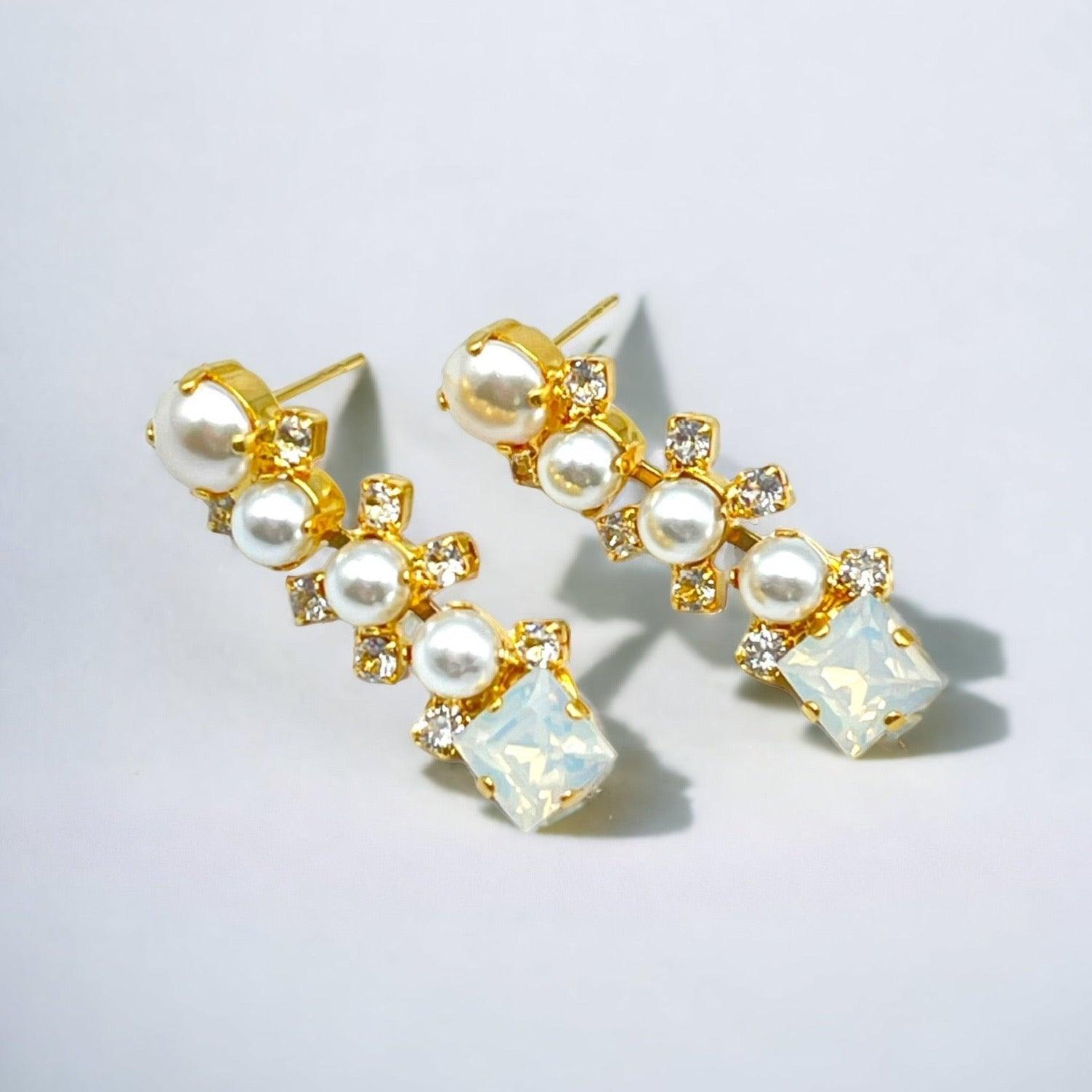 Camila Pearl and Crystal Drop Earrings - Vita Isola
