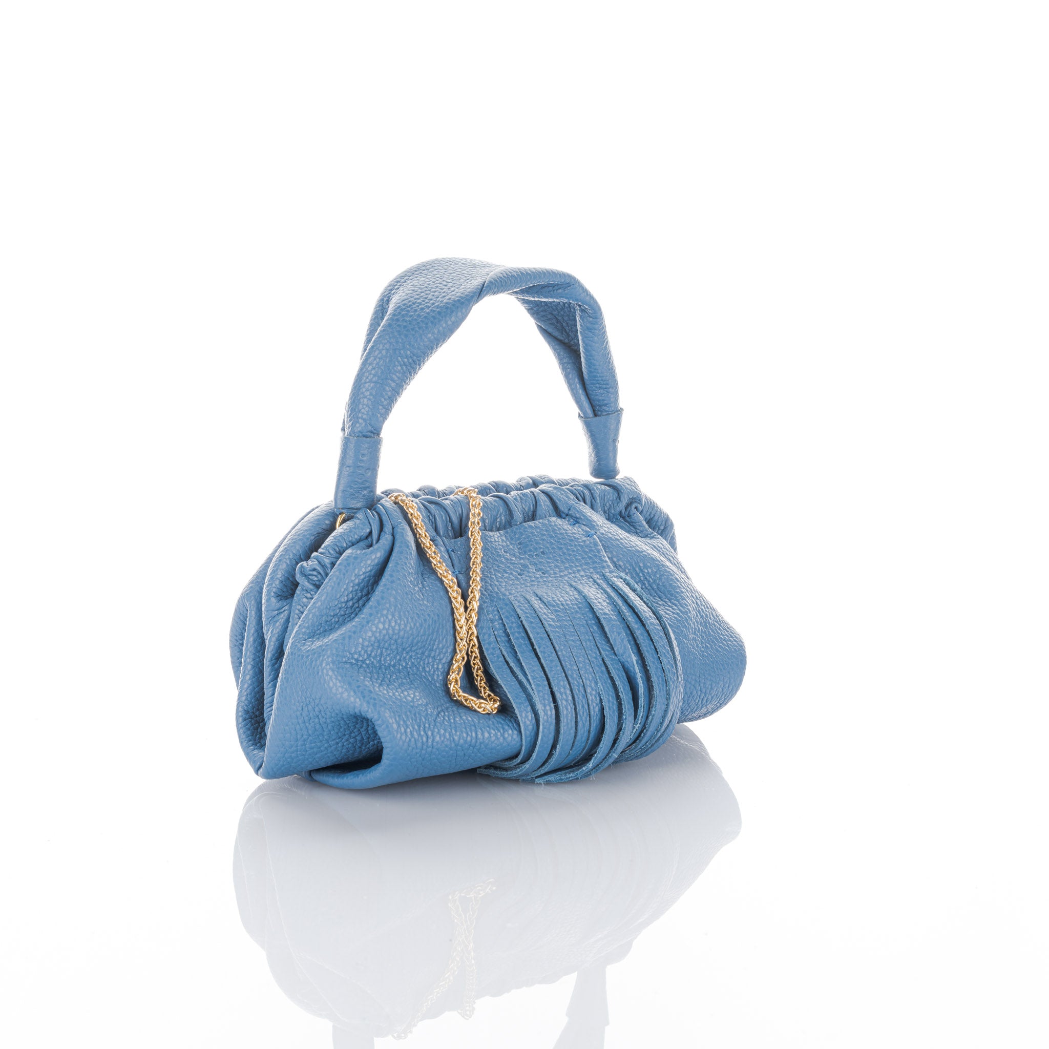 Cobalto Blue Grain Leather Mini Clutch Natalia Bag - Vita Isola