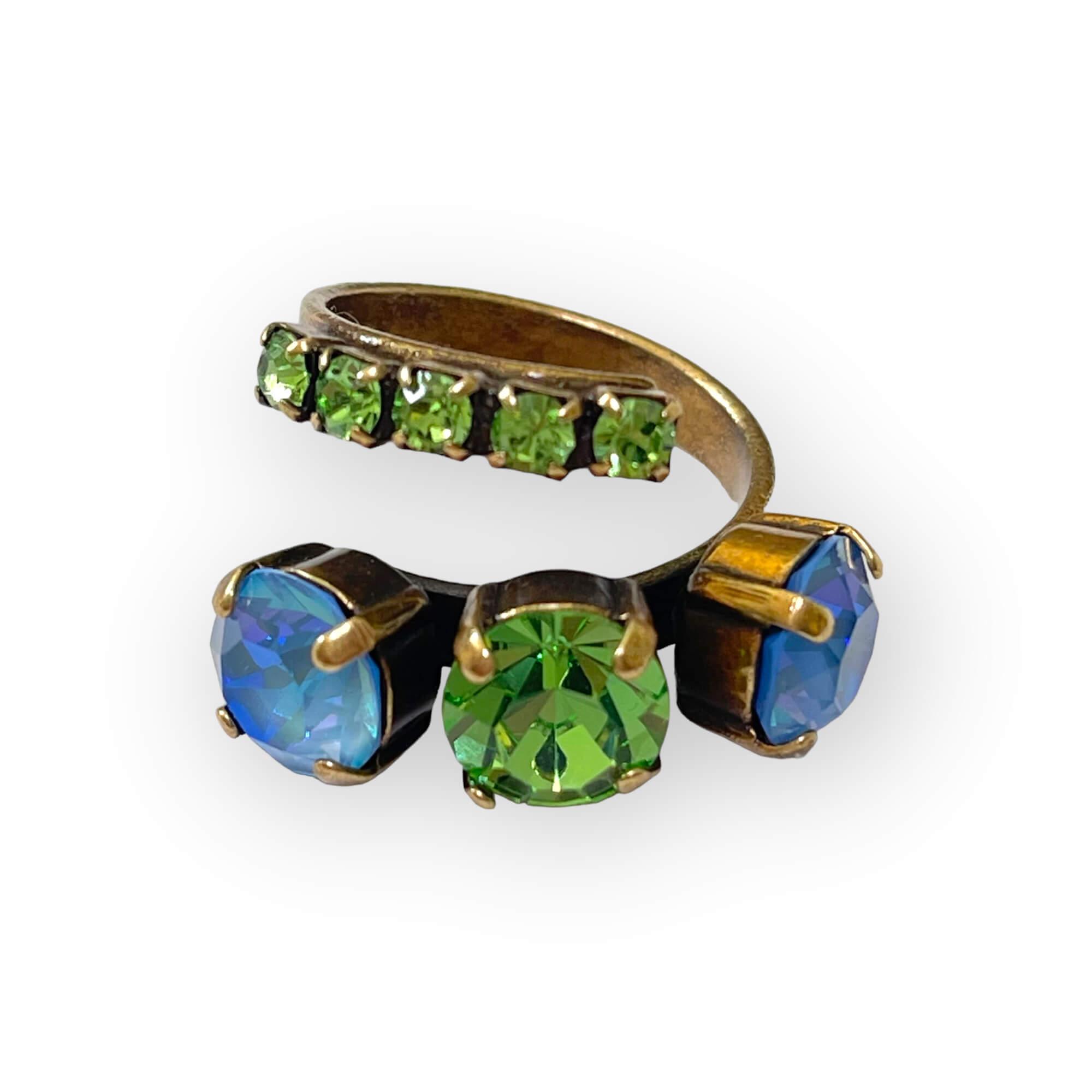 Cocktail Ring in Blue and Green Crystals - Vita Isola