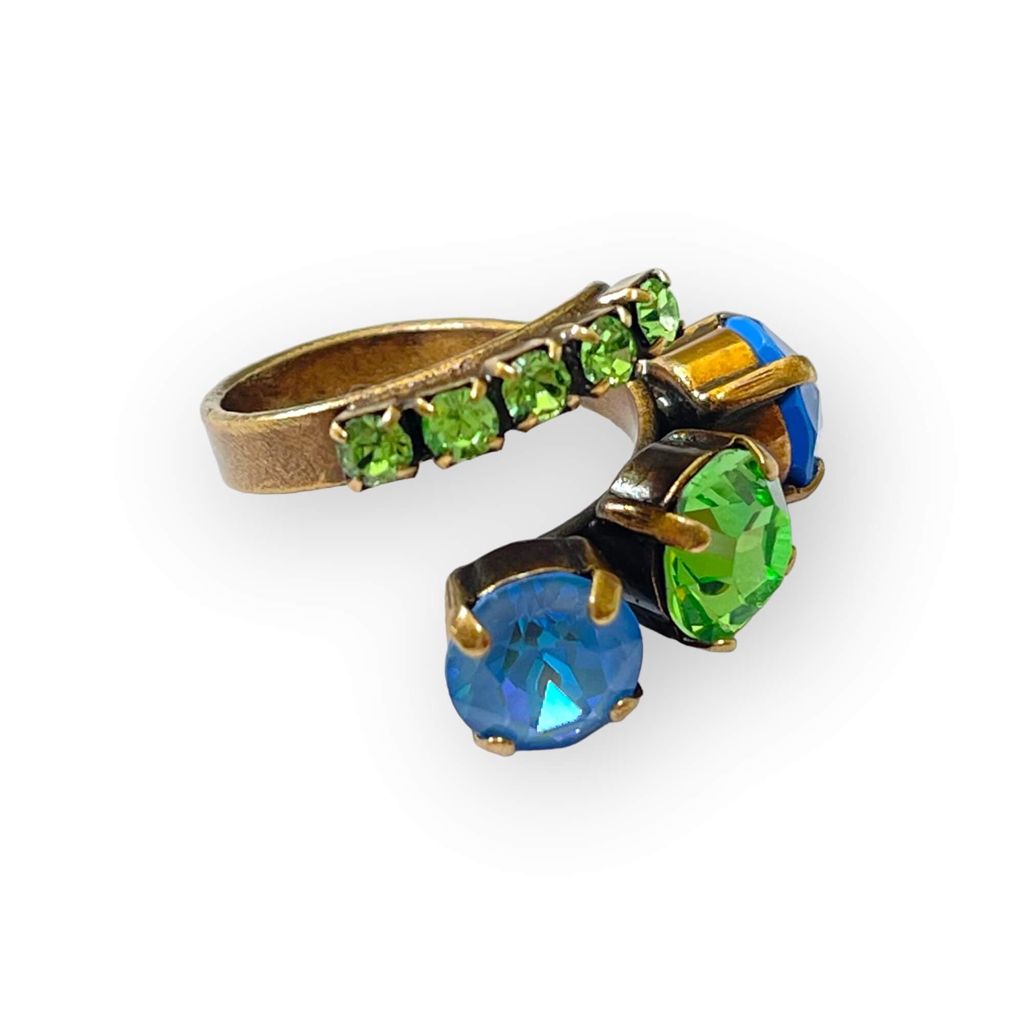 Cocktail Ring in Blue and Green Crystals - Vita Isola