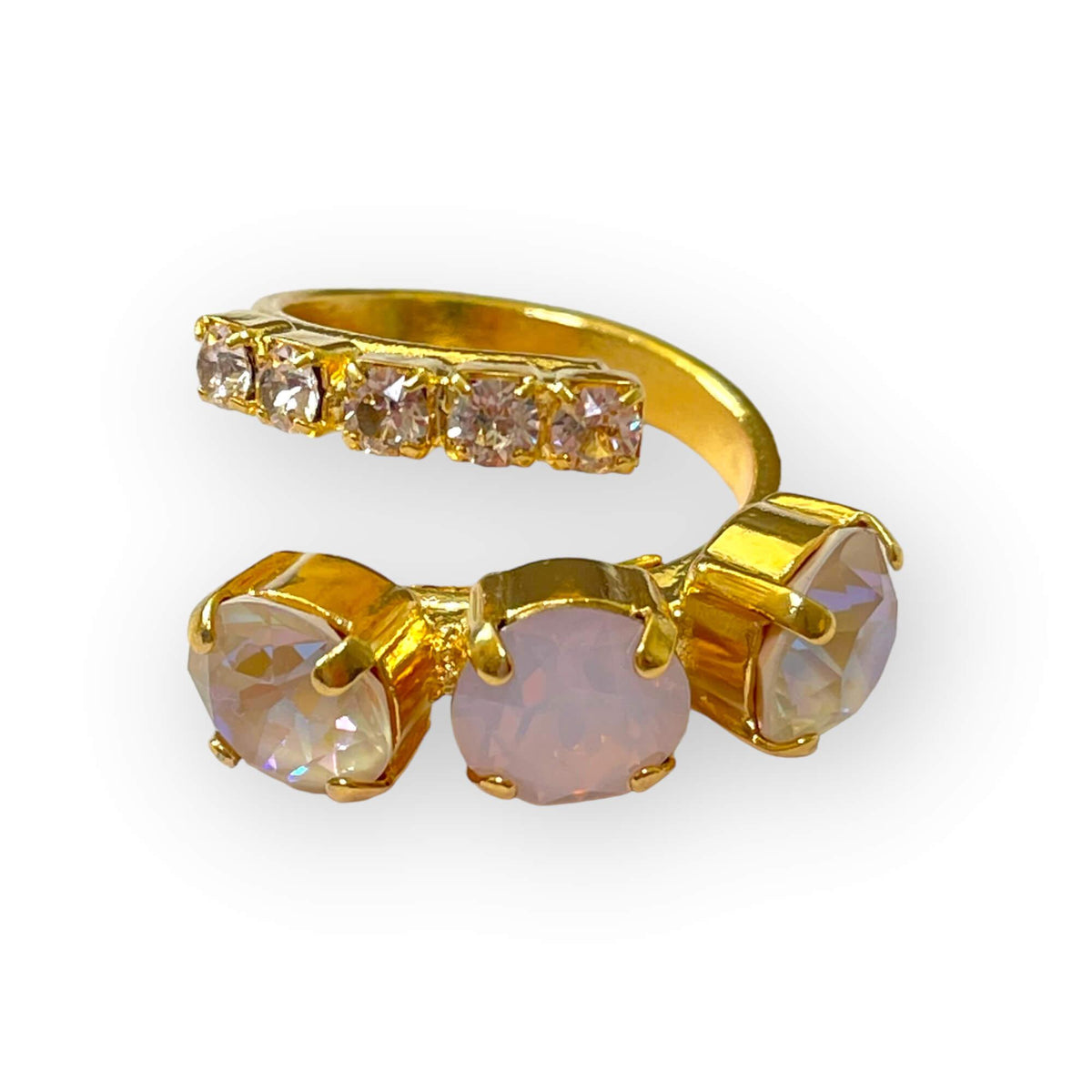 Cocktail Ring in Gold and Rose Crystals - Vita Isola