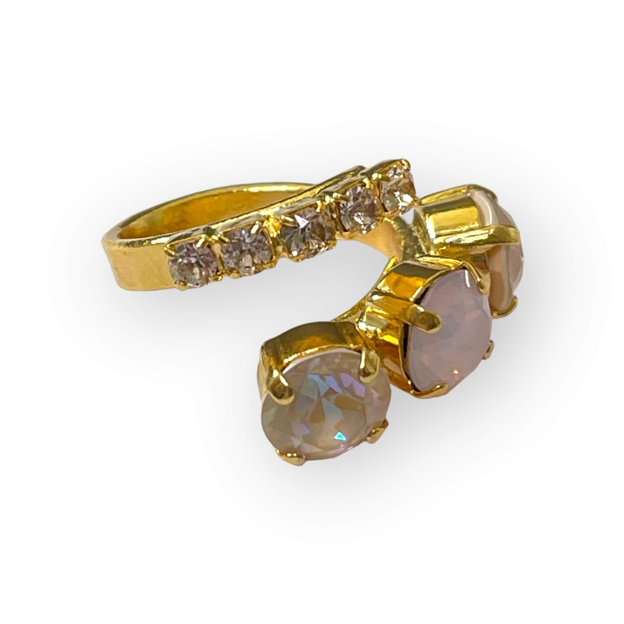 Cocktail Ring in Gold and Rose Crystals - Vita Isola