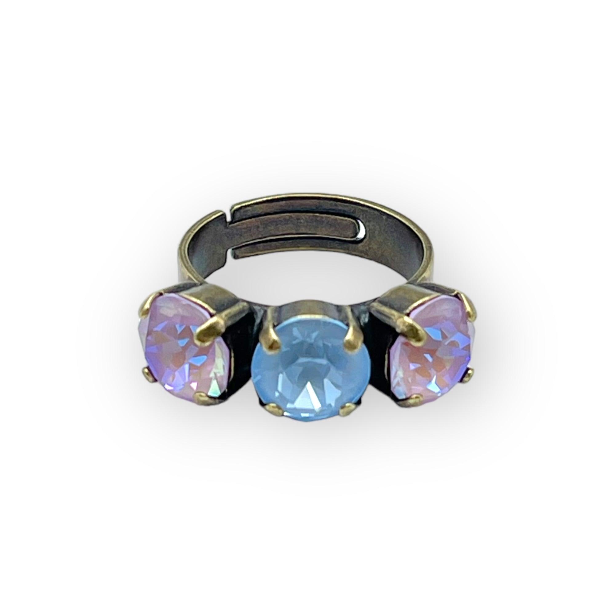 Cocktail Ring in Light Rose & Light Blue Crystals - Vita Isola