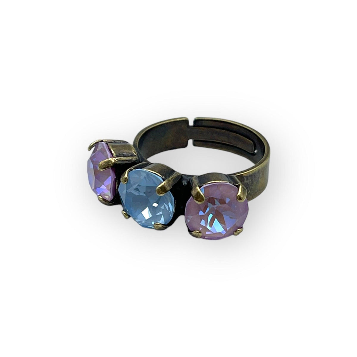 Cocktail Ring in Light Rose &amp; Light Blue Crystals - Vita Isola