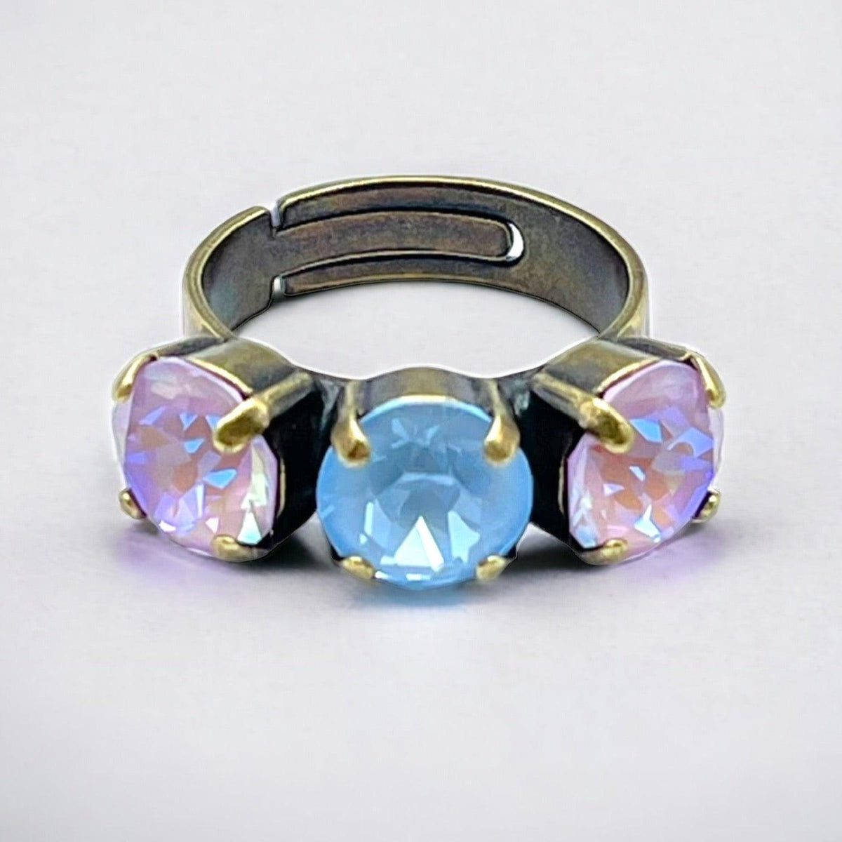 Cocktail Ring in Light Rose &amp; Light Blue Crystals - Vita Isola